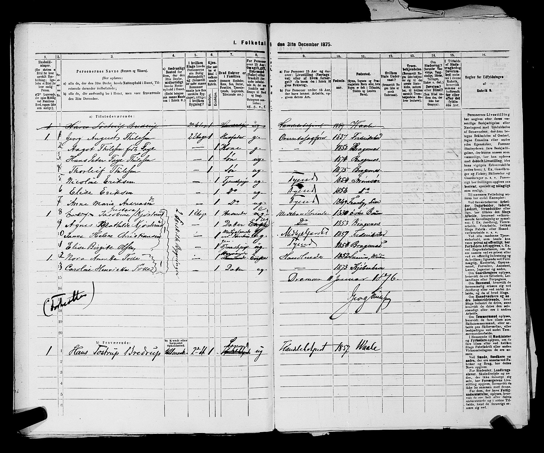 SAKO, 1875 census for 0602 Drammen, 1875, p. 1332