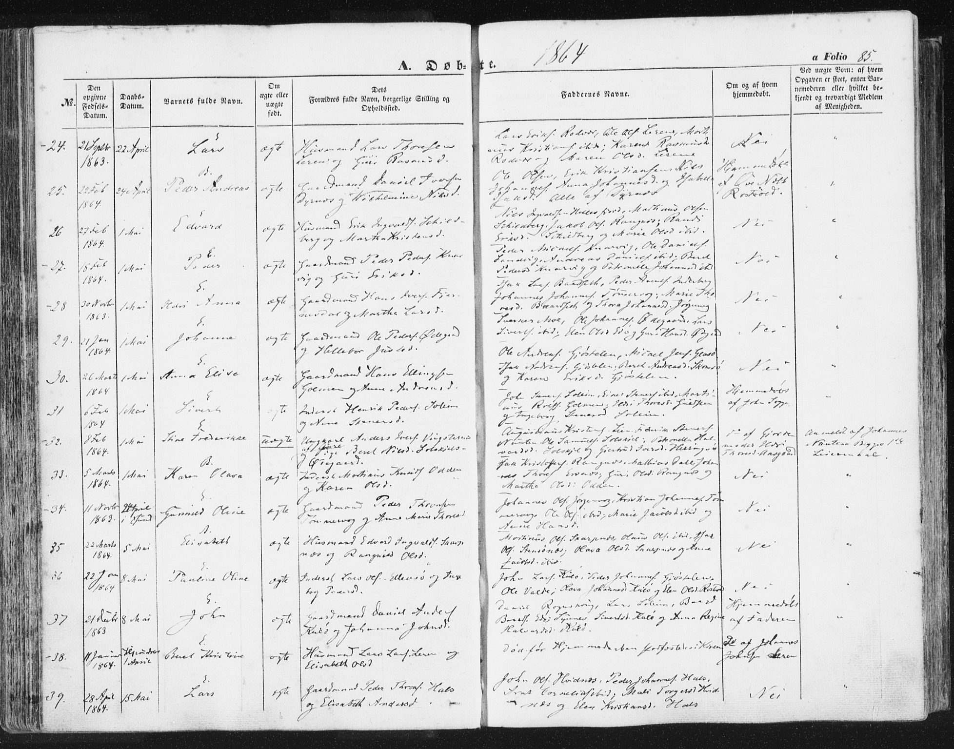 Ministerialprotokoller, klokkerbøker og fødselsregistre - Møre og Romsdal, AV/SAT-A-1454/581/L0937: Parish register (official) no. 581A05, 1853-1872, p. 85