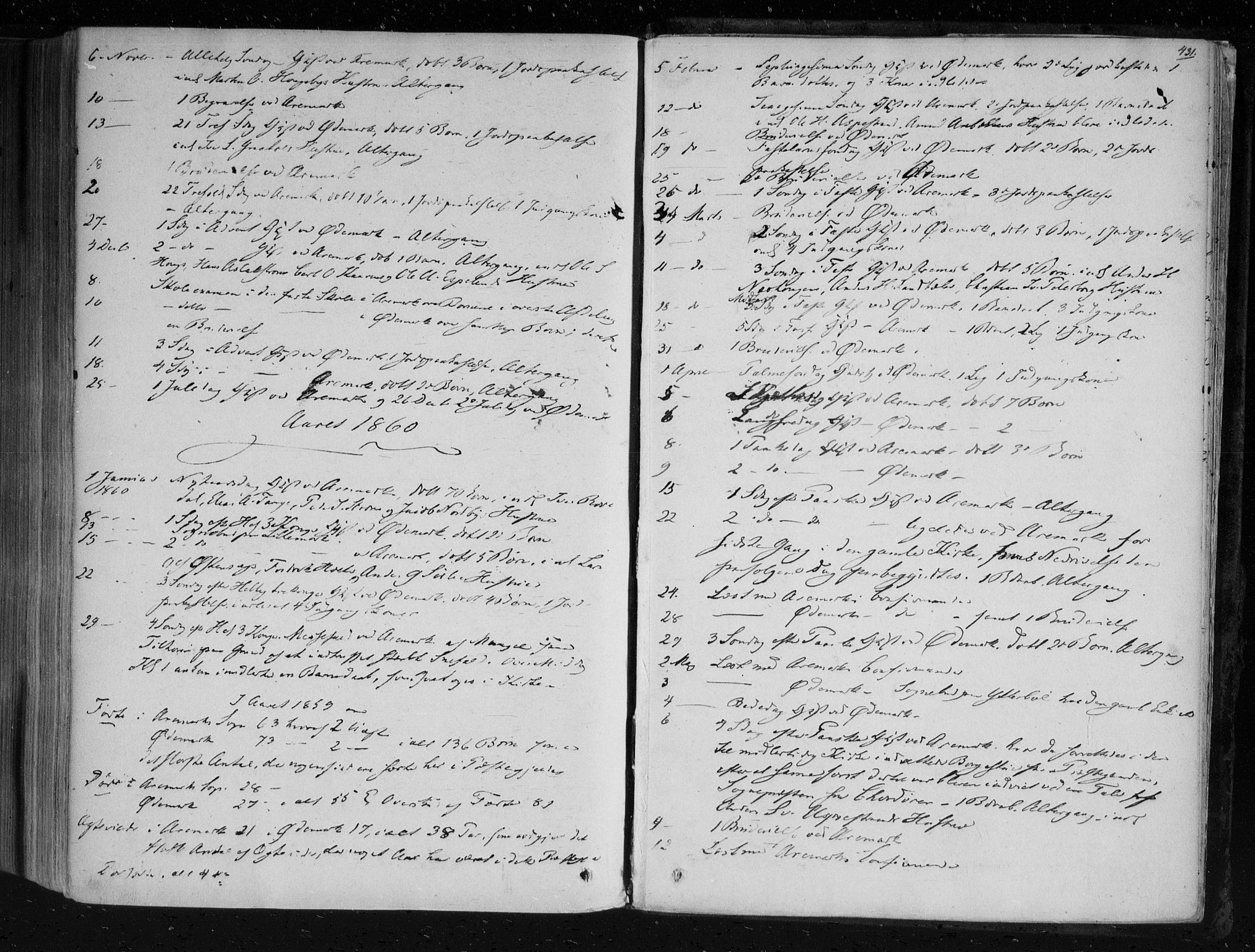Aremark prestekontor Kirkebøker, AV/SAO-A-10899/F/Fc/L0003: Parish register (official) no. III 3, 1850-1865, p. 431