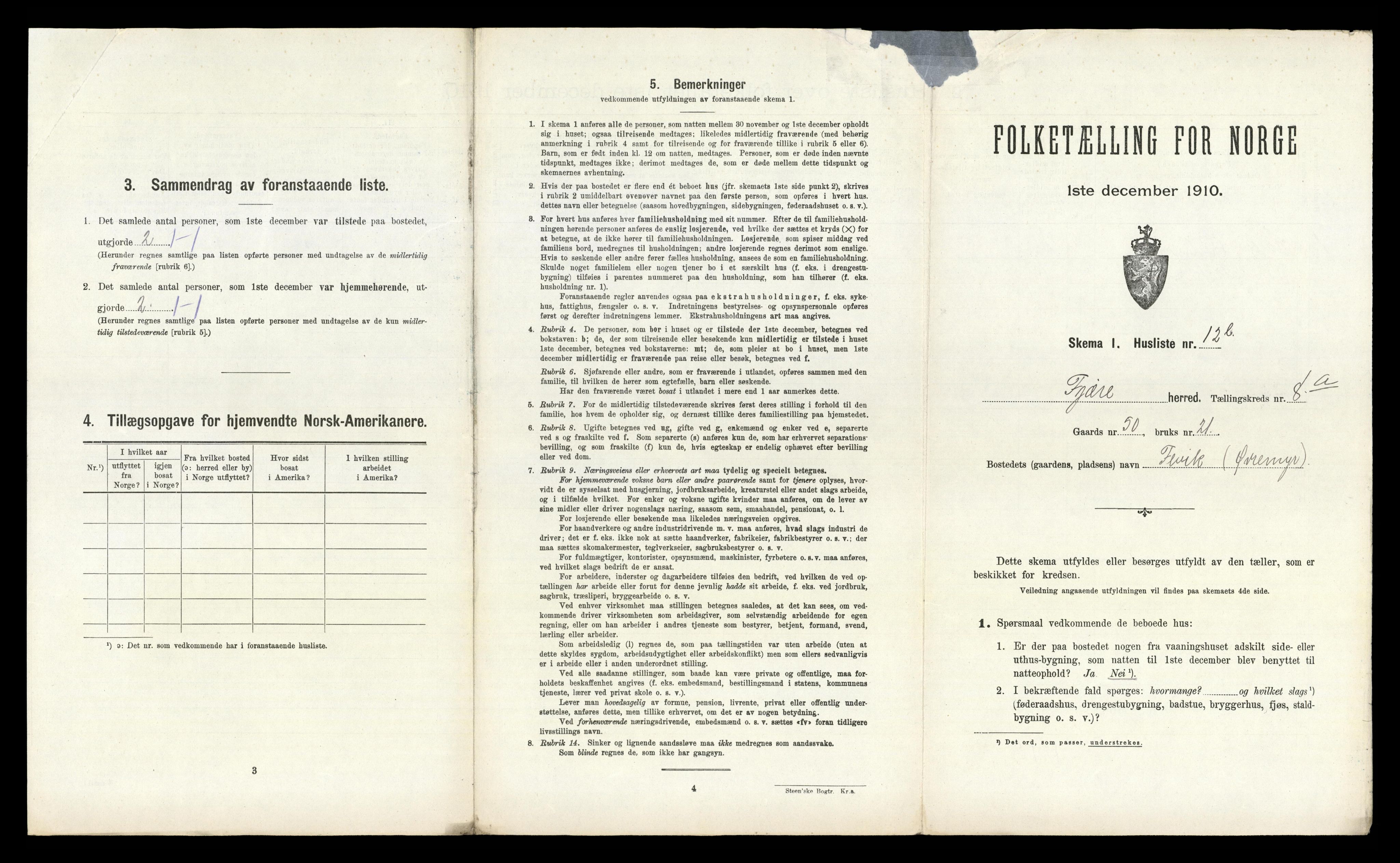 RA, 1910 census for Fjære, 1910, p. 1833