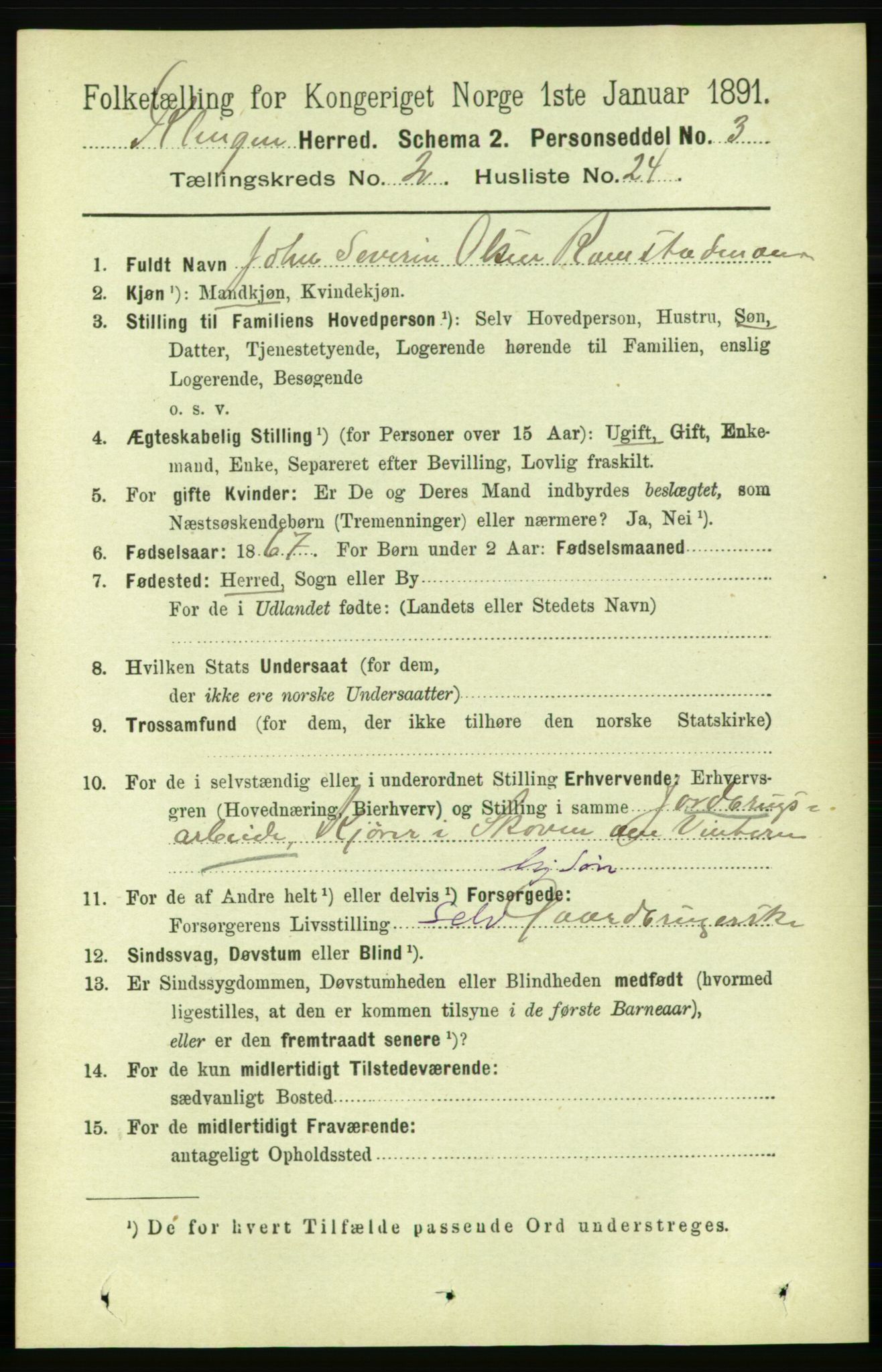 RA, 1891 census for 1746 Klinga, 1891, p. 636