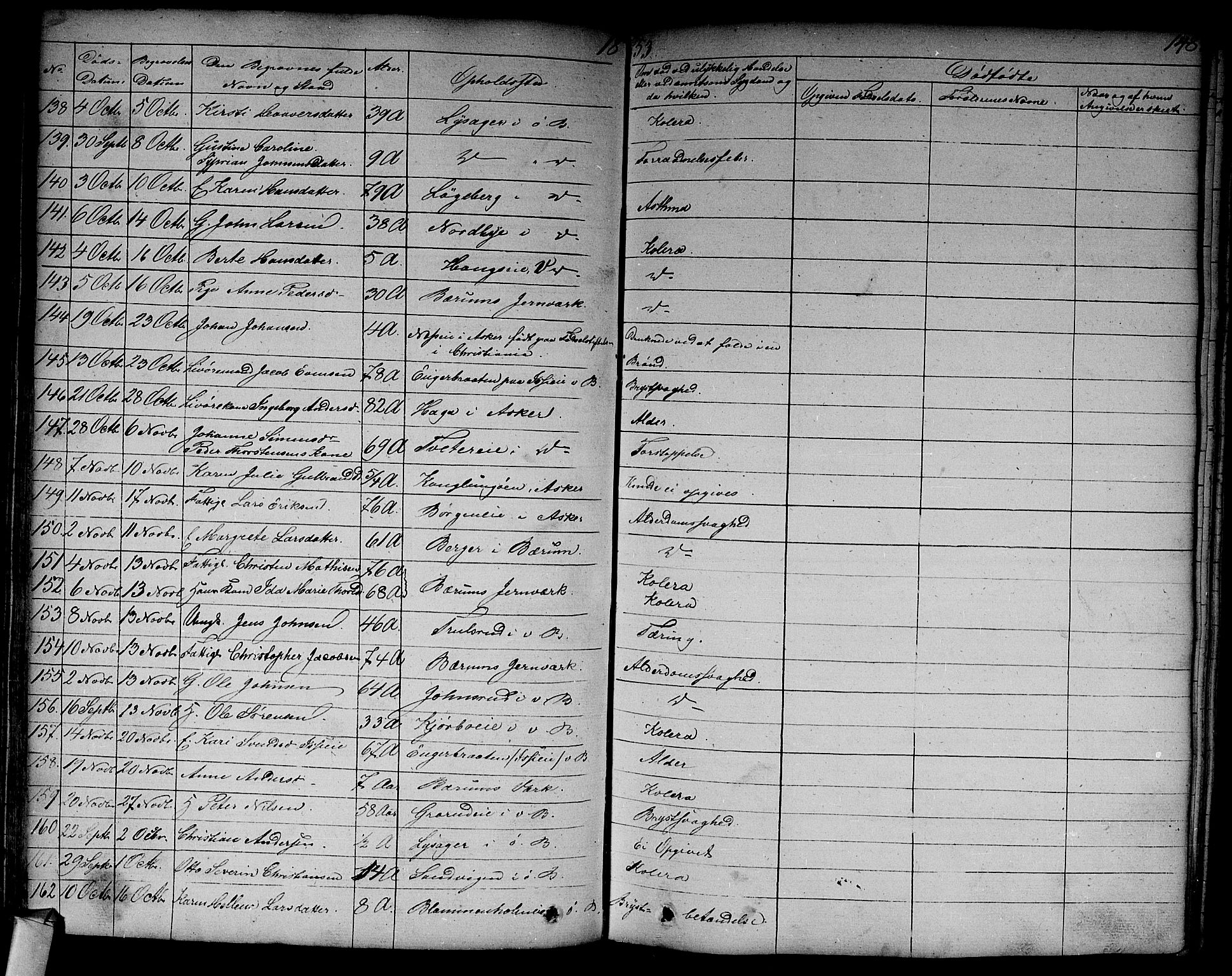 Asker prestekontor Kirkebøker, SAO/A-10256a/F/Fa/L0011: Parish register (official) no. I 11, 1825-1878, p. 148