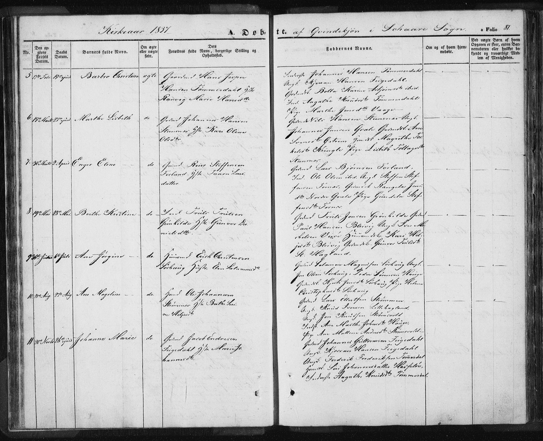 Torvastad sokneprestkontor, SAST/A -101857/H/Ha/Haa/L0006: Parish register (official) no. A 6, 1836-1847, p. 81
