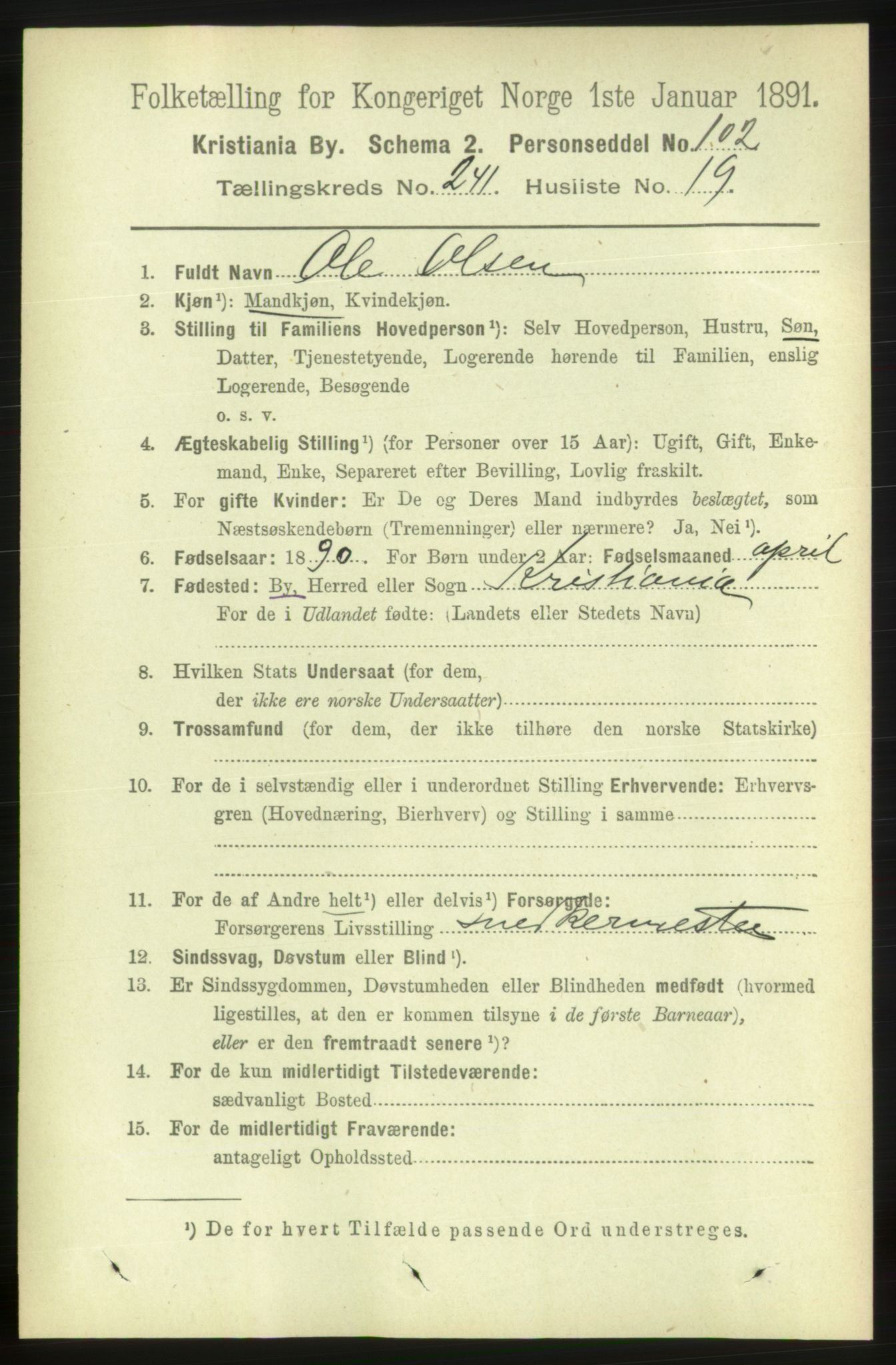 RA, 1891 census for 0301 Kristiania, 1891, p. 146843