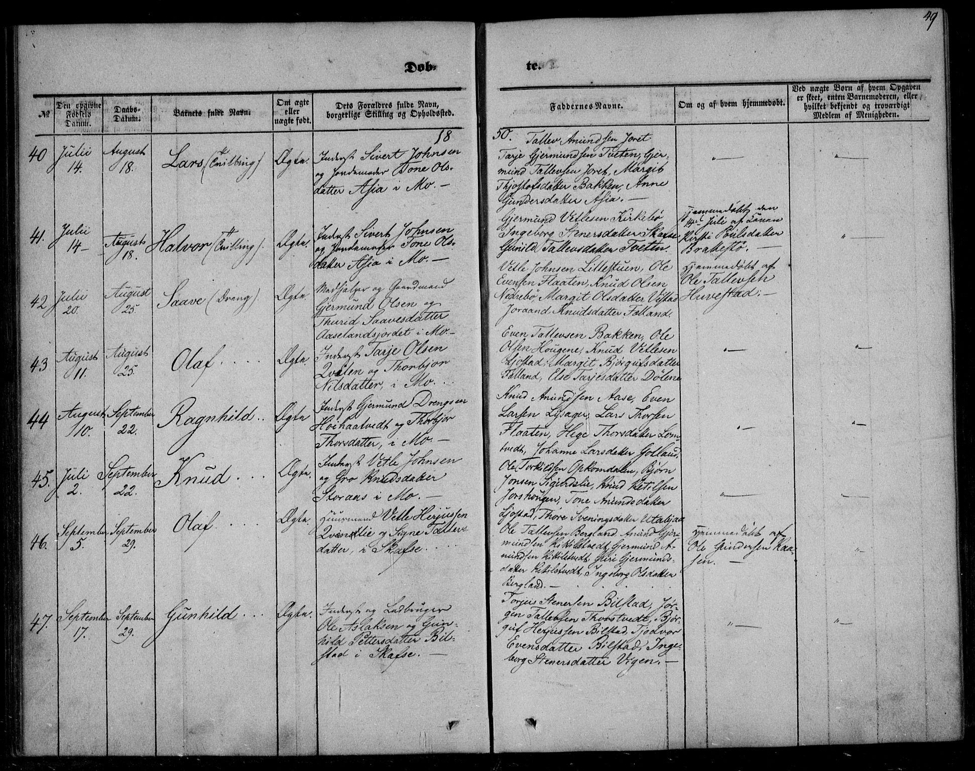 Mo kirkebøker, AV/SAKO-A-286/F/Fa/L0005: Parish register (official) no. I 5, 1844-1864, p. 49