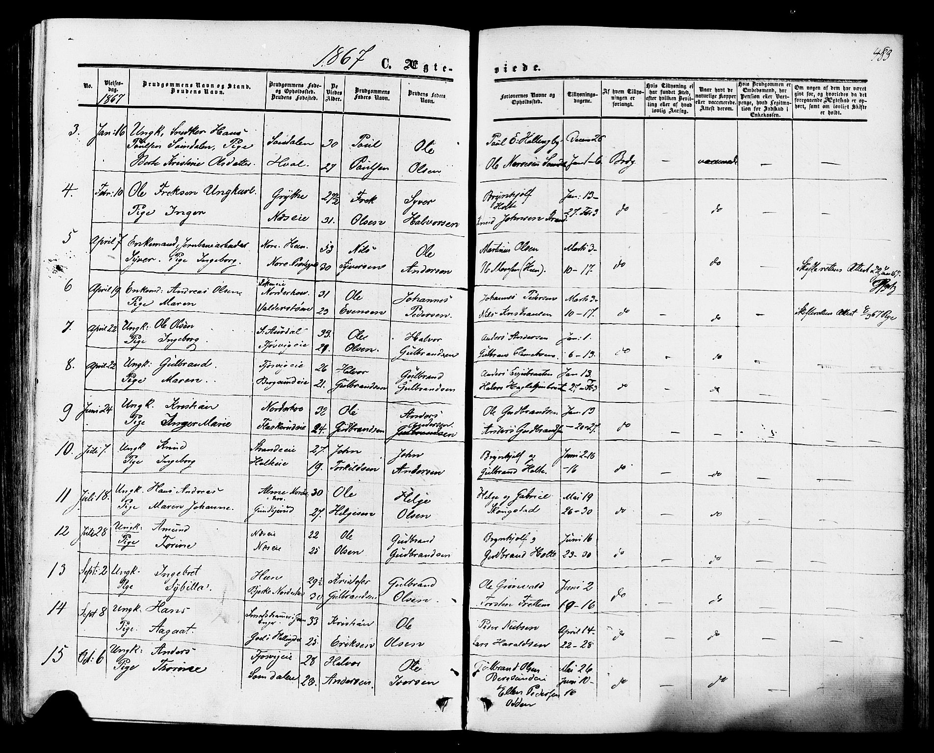 Ådal kirkebøker, SAKO/A-248/F/Fa/L0001: Parish register (official) no. I 1, 1857-1883, p. 483