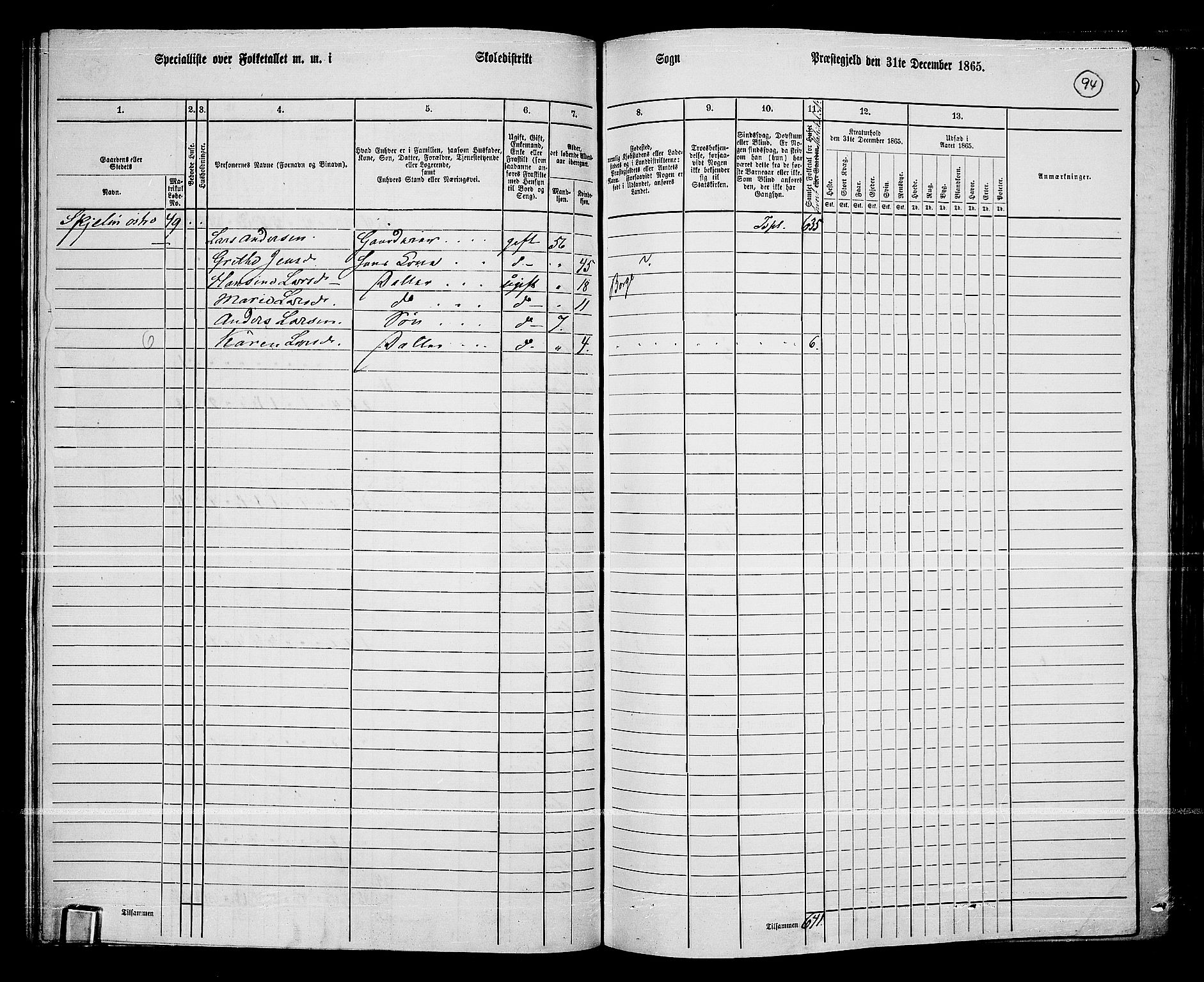 RA, 1865 census for Borge, 1865, p. 89