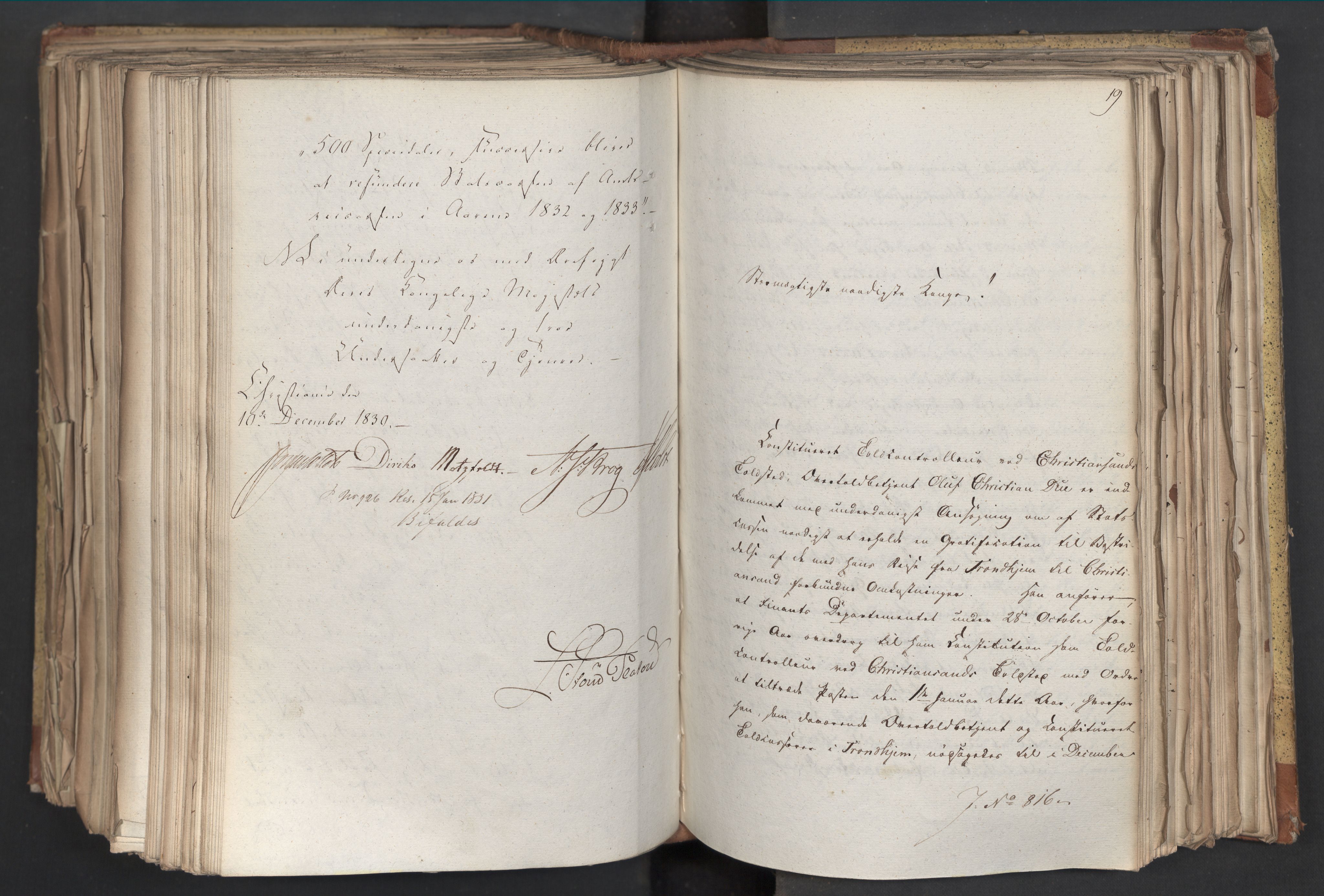Statsrådsavdelingen i Stockholm, AV/RA-S-1003/D/Da/L0068: Regjeringsinnstillinger nr. 660-876, 1830, p. 538