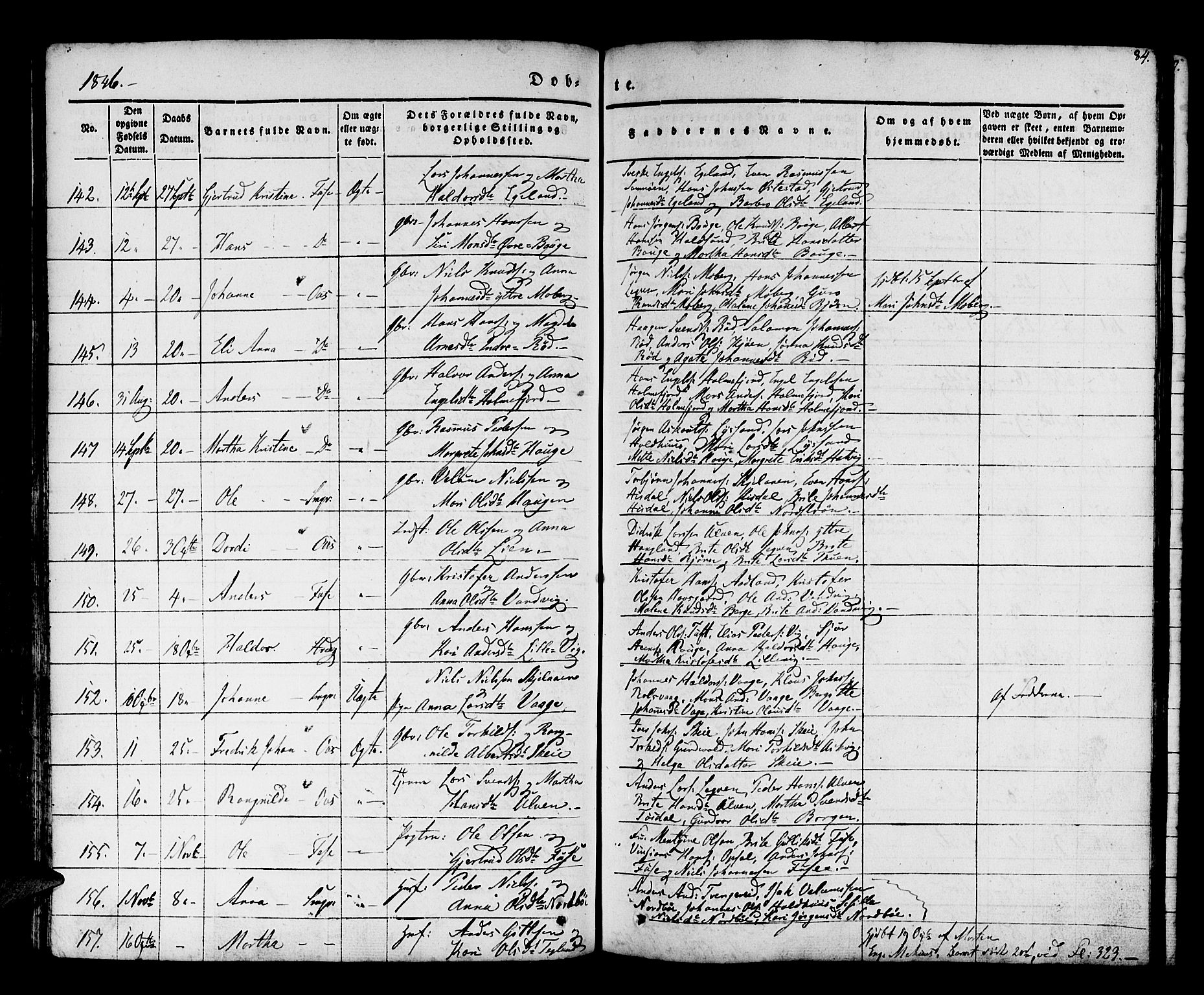 Os sokneprestembete, SAB/A-99929: Parish register (official) no. A 15, 1839-1851, p. 85
