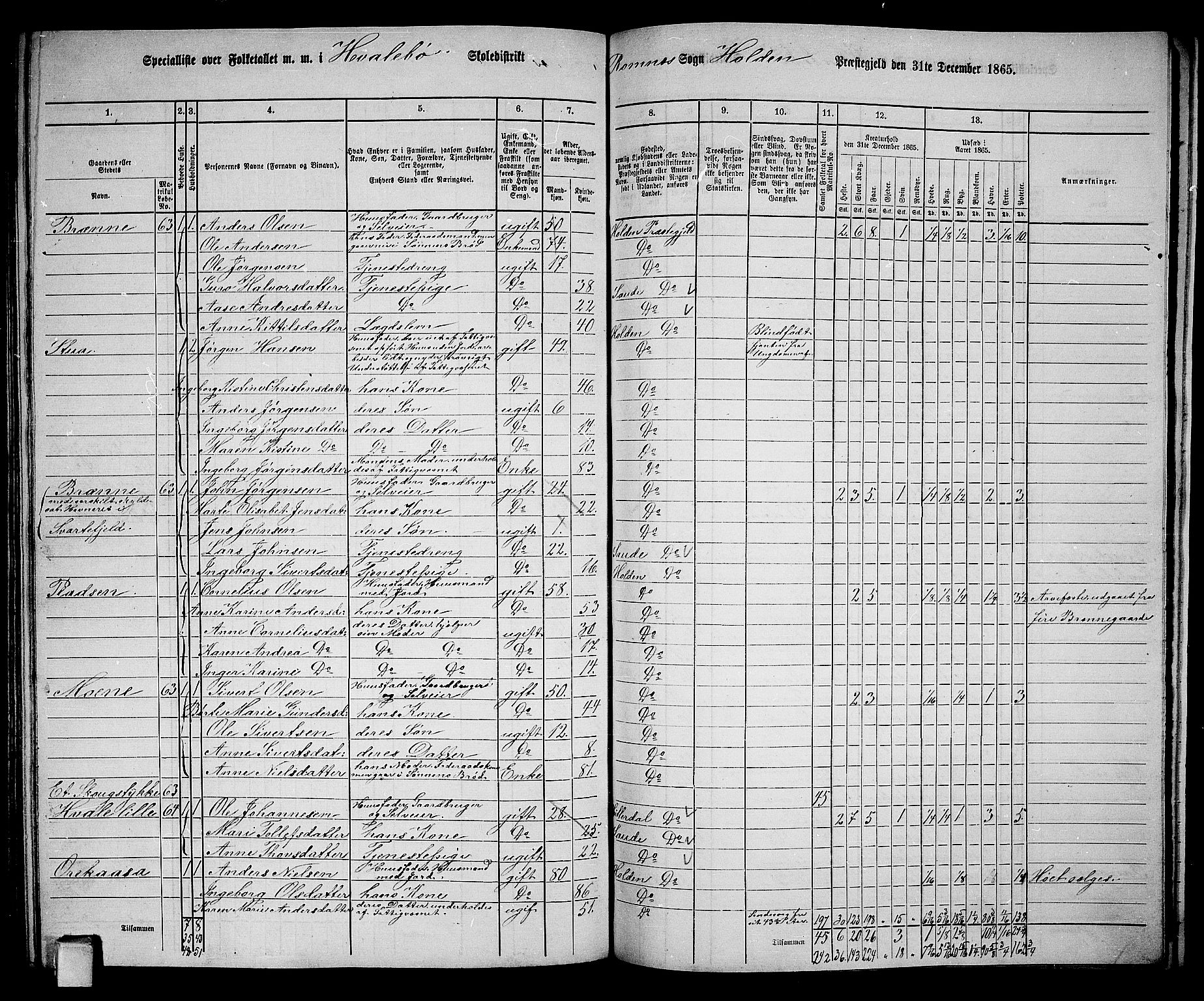 RA, 1865 census for Holla, 1865, p. 128