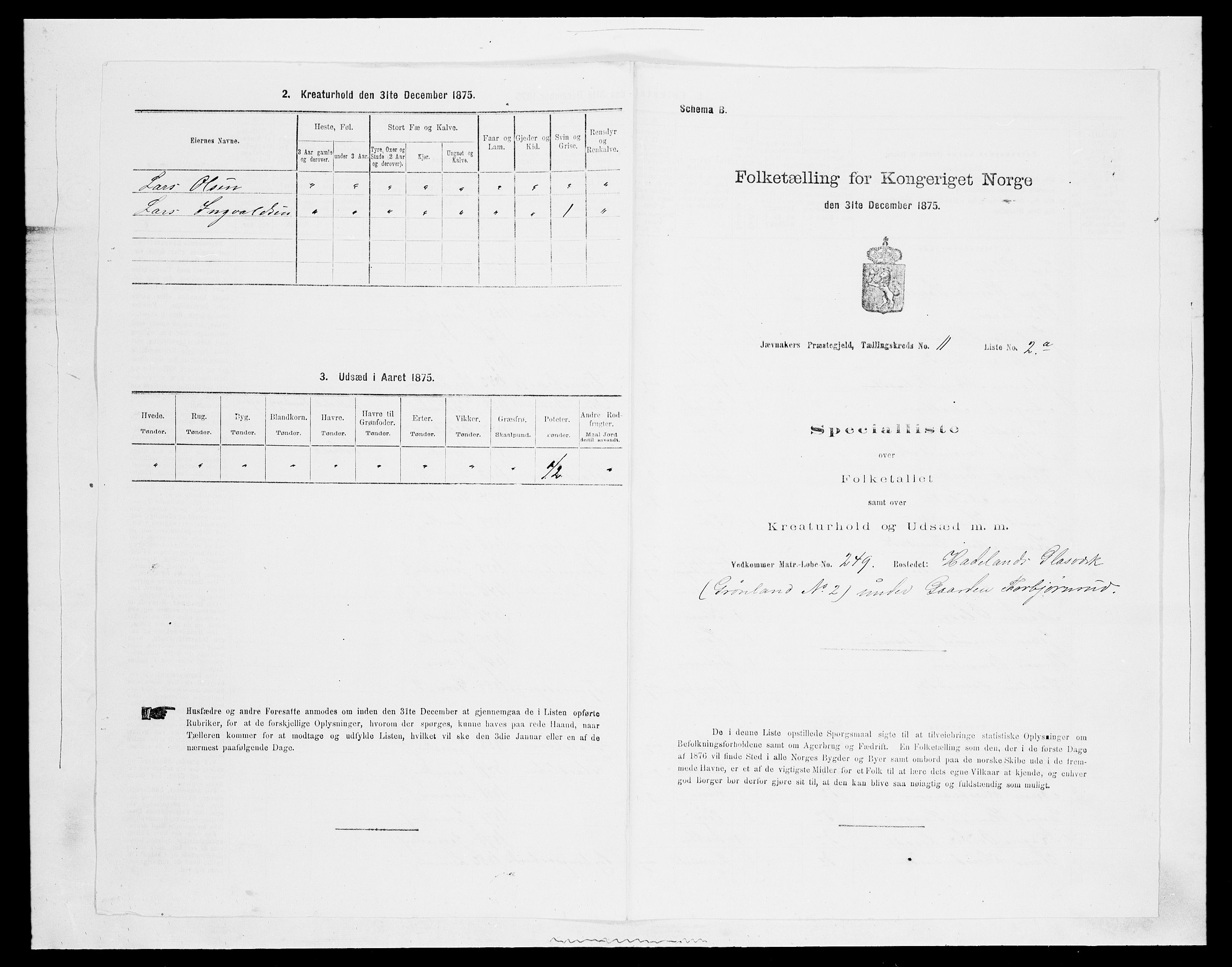 SAH, 1875 census for 0532P Jevnaker, 1875, p. 1858