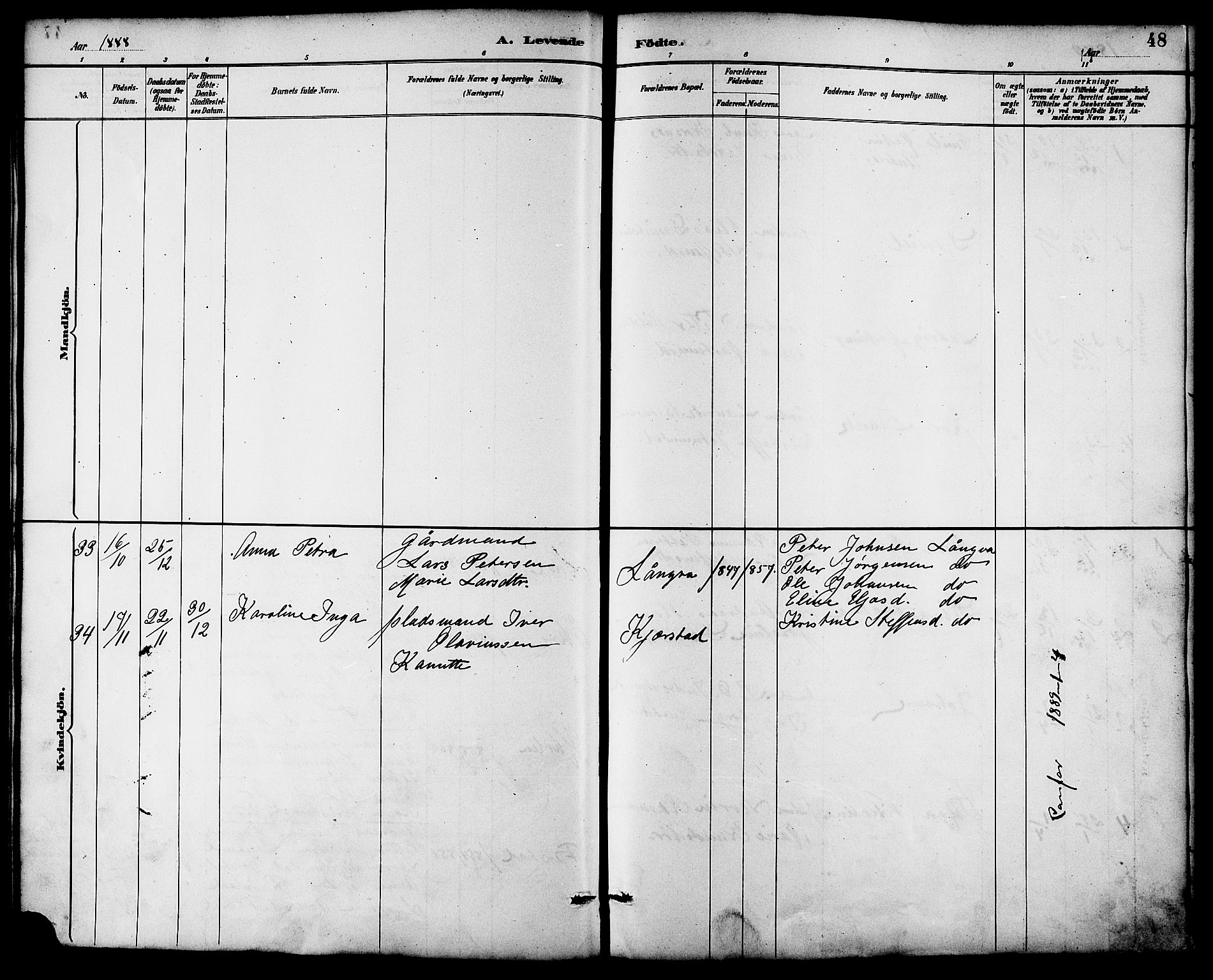 Ministerialprotokoller, klokkerbøker og fødselsregistre - Møre og Romsdal, AV/SAT-A-1454/536/L0501: Parish register (official) no. 536A10, 1884-1896, p. 48