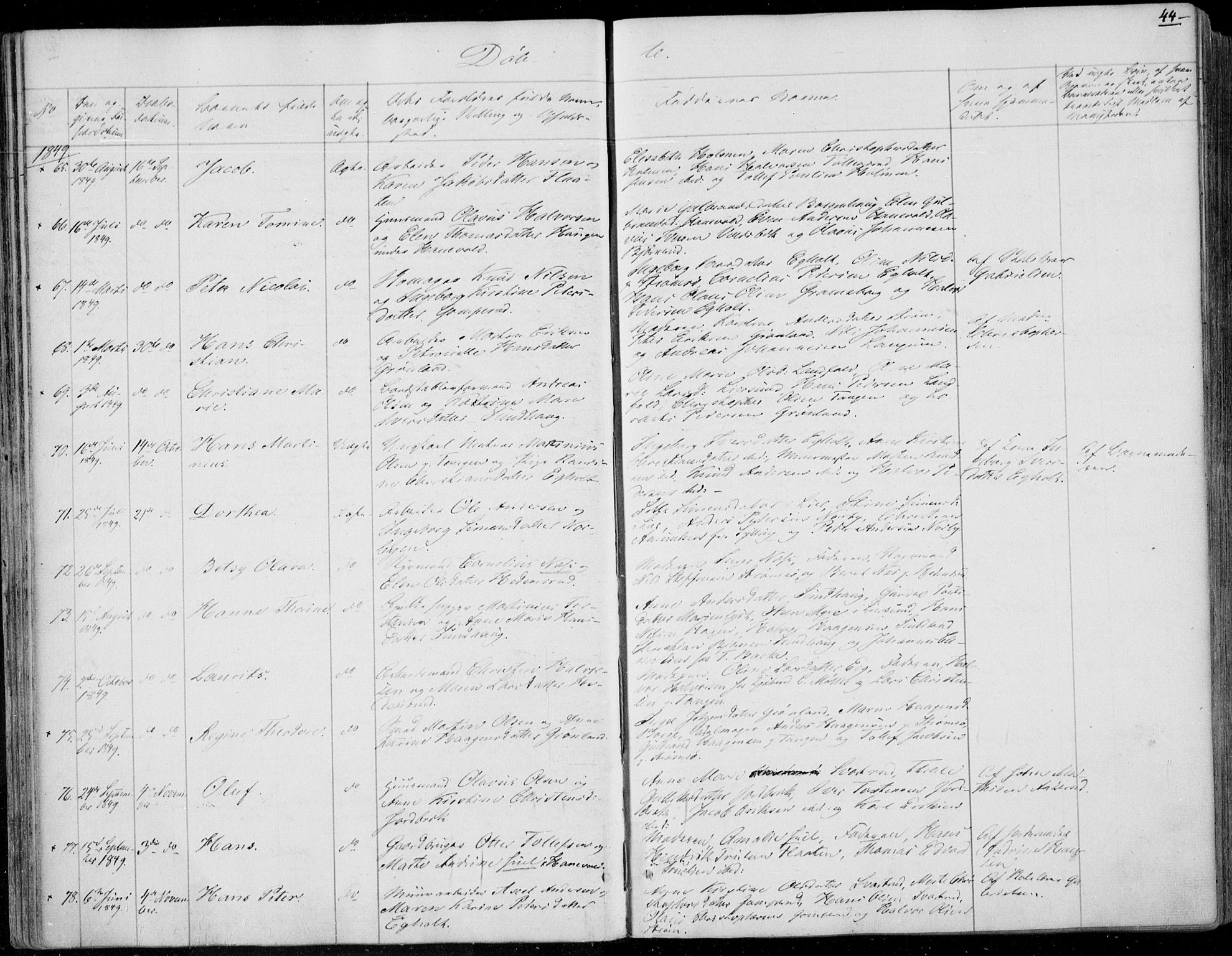 Skoger kirkebøker, AV/SAKO-A-59/F/Fa/L0003: Parish register (official) no. I 3, 1842-1861, p. 44