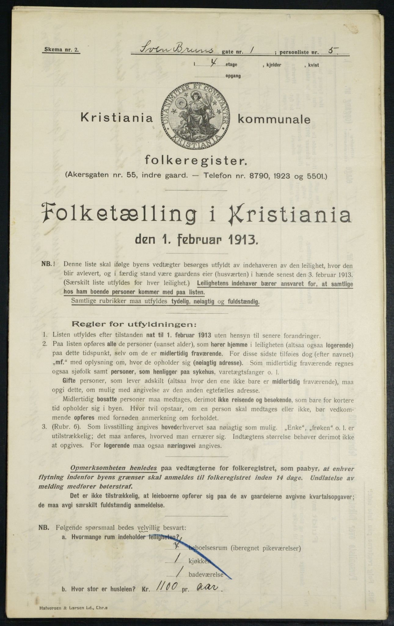 OBA, Municipal Census 1913 for Kristiania, 1913, p. 104843