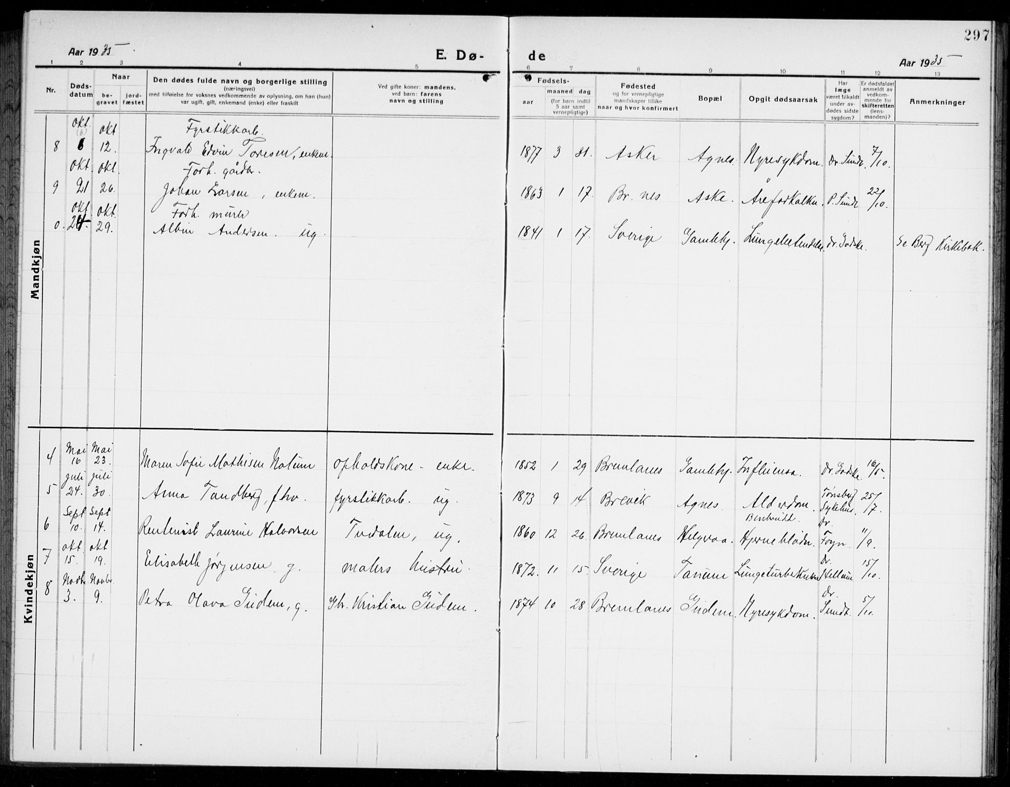 Brunlanes kirkebøker, SAKO/A-342/G/Ga/L0005: Parish register (copy) no. I 5, 1918-1941, p. 297