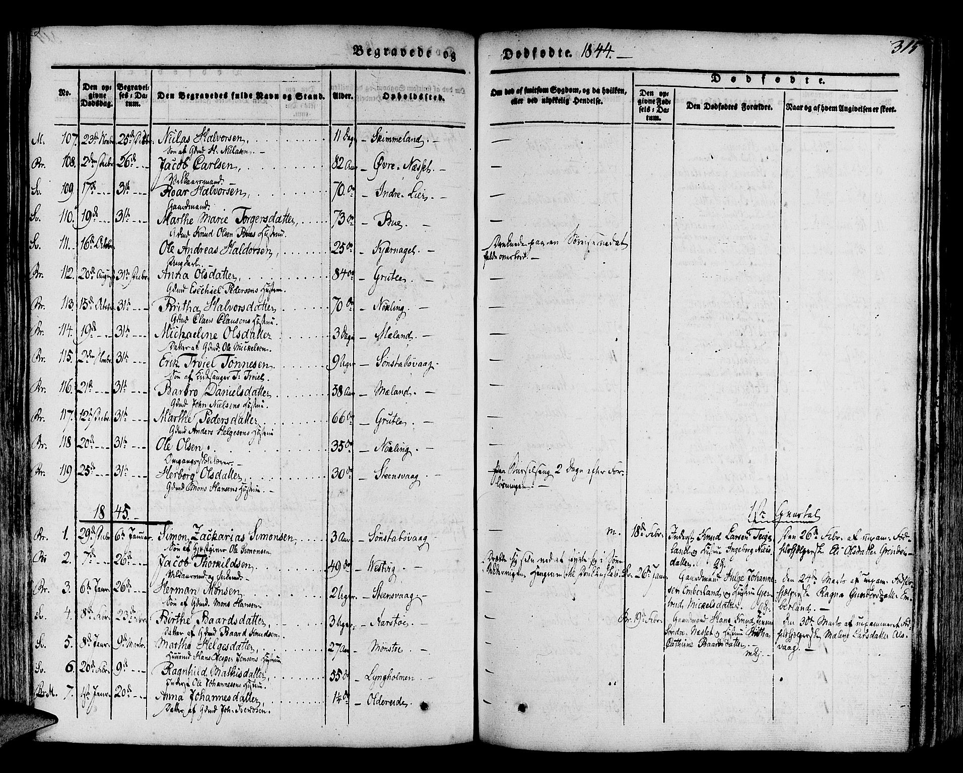 Finnås sokneprestembete, SAB/A-99925/H/Ha/Haa/Haaa/L0006: Parish register (official) no. A 6, 1836-1850, p. 315