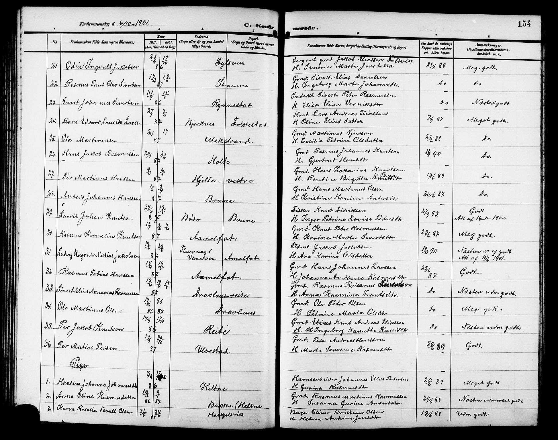 Ministerialprotokoller, klokkerbøker og fødselsregistre - Møre og Romsdal, SAT/A-1454/511/L0159: Parish register (copy) no. 511C05, 1902-1920, p. 154
