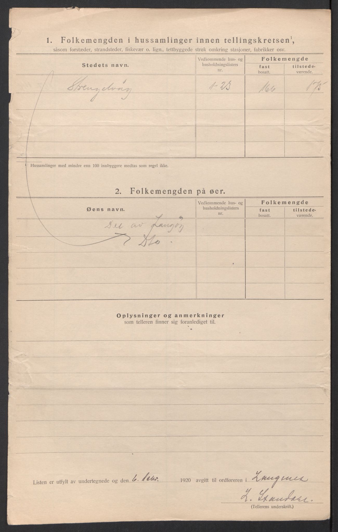 SAT, 1920 census for Langenes, 1920, p. 17