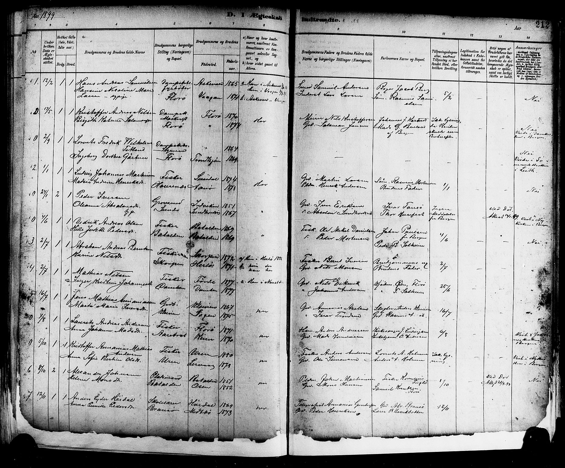 Kinn sokneprestembete, AV/SAB-A-80801/H/Hab/Haba/L0002: Parish register (copy) no. A 2, 1882-1906, p. 212