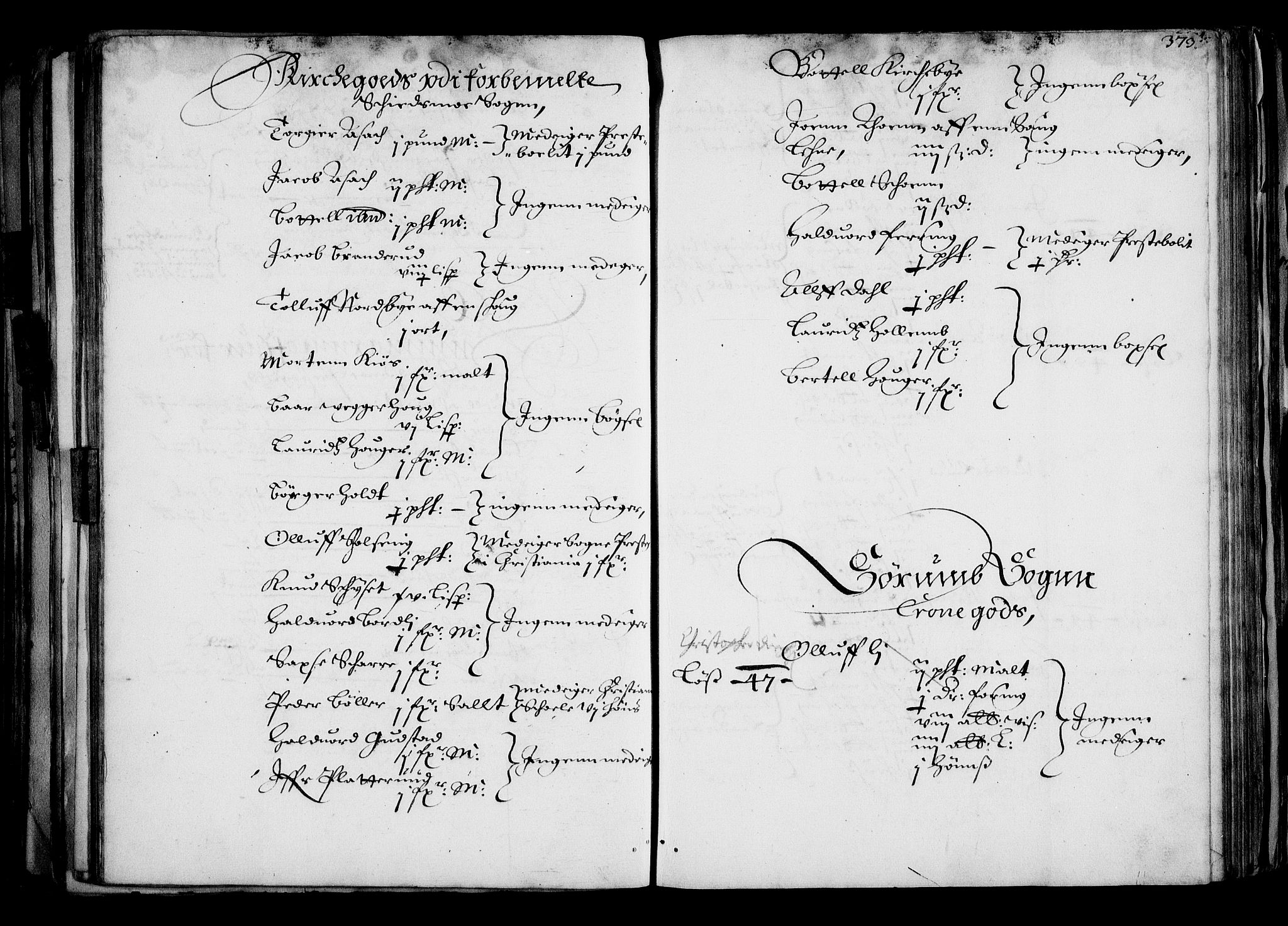 Rentekammeret inntil 1814, Realistisk ordnet avdeling, RA/EA-4070/N/Na/L0001: [XI f]: Akershus stifts jordebok, 1652, p. 372b-373a