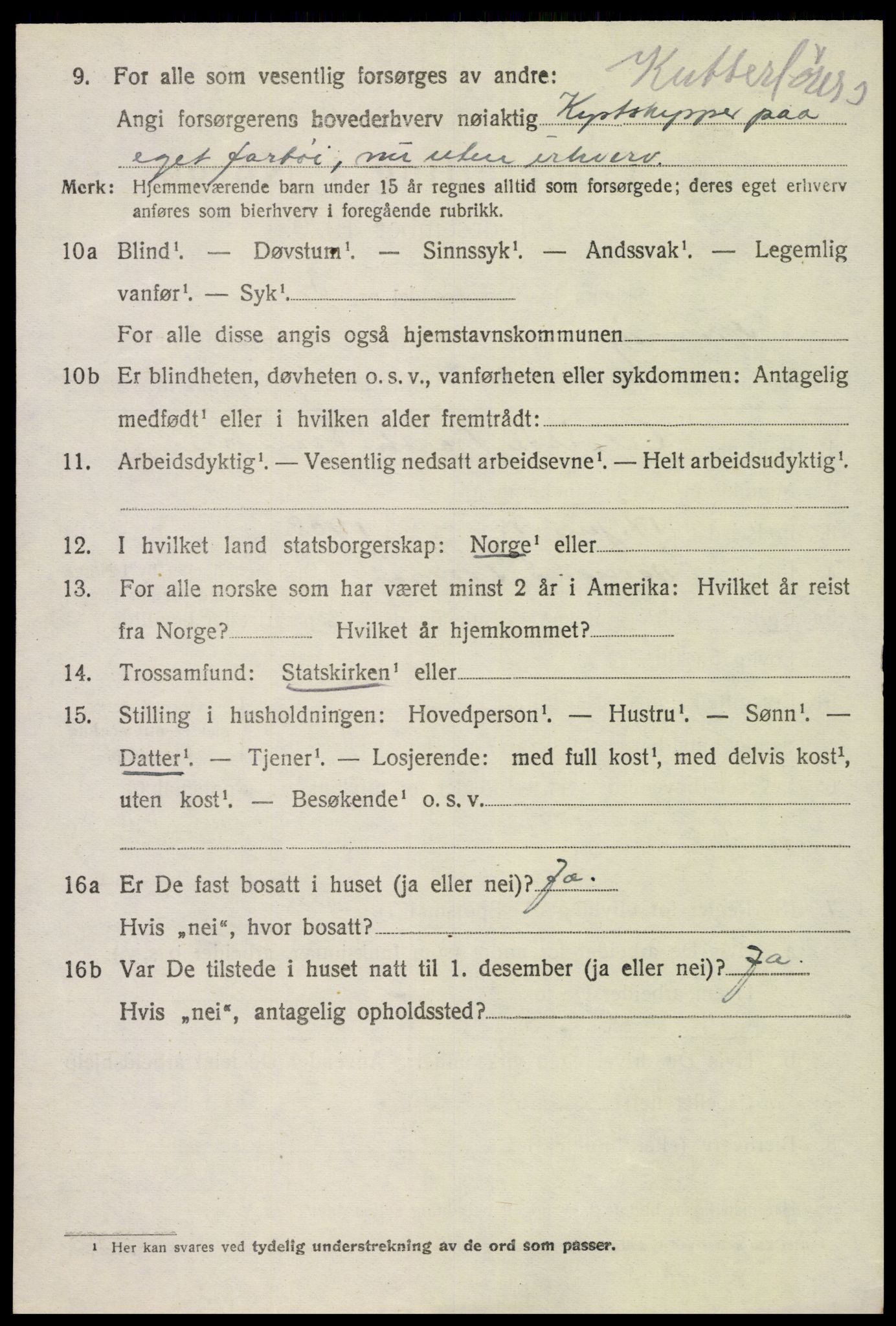 SAK, 1920 census for Tromøy, 1920, p. 1298