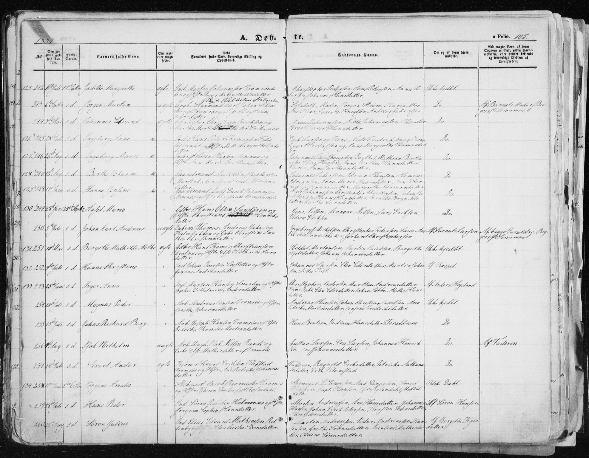Tromsø sokneprestkontor/stiftsprosti/domprosti, SATØ/S-1343/G/Ga/L0010kirke: Parish register (official) no. 10, 1848-1855, p. 105