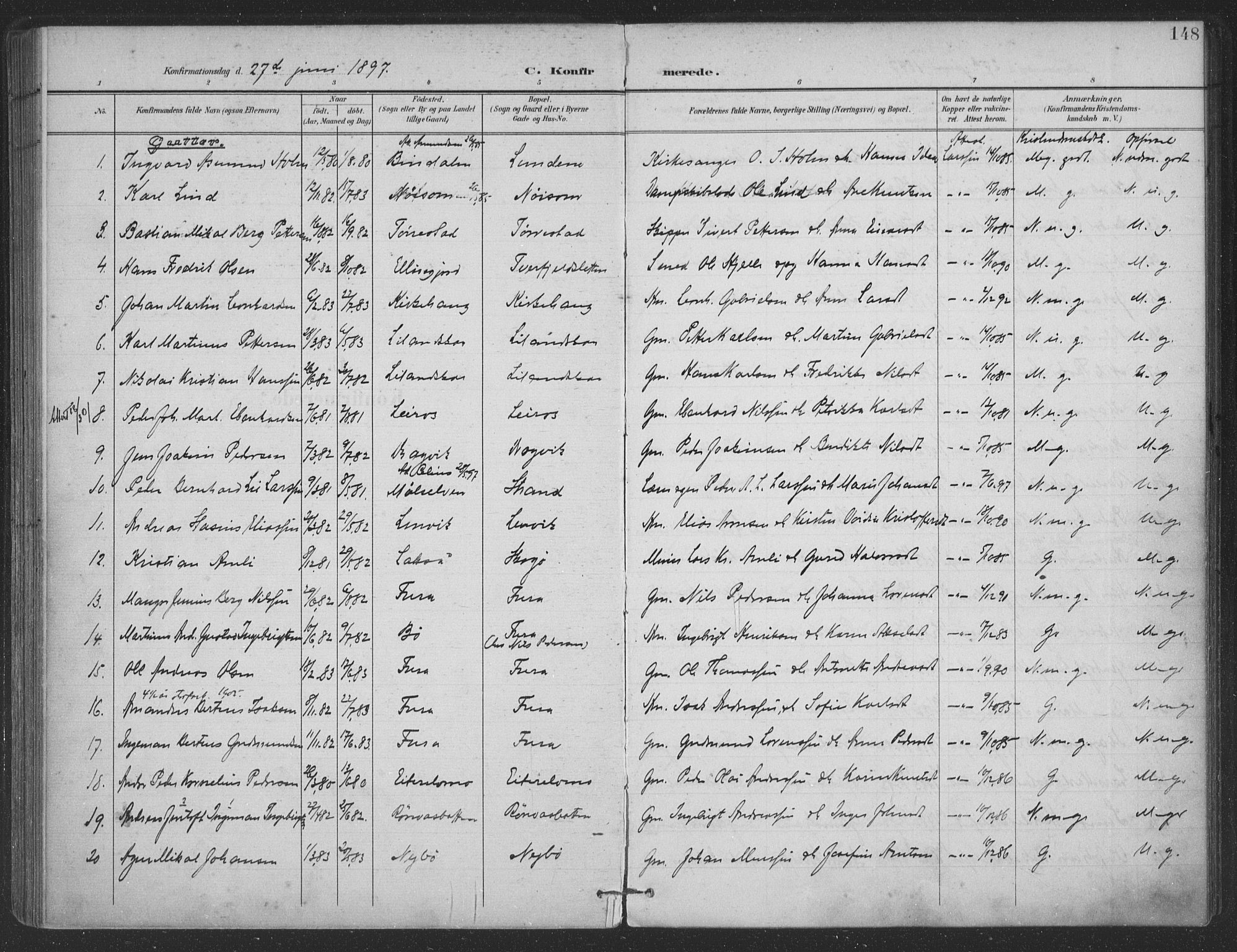 Ministerialprotokoller, klokkerbøker og fødselsregistre - Nordland, SAT/A-1459/863/L0899: Parish register (official) no. 863A11, 1897-1906, p. 148