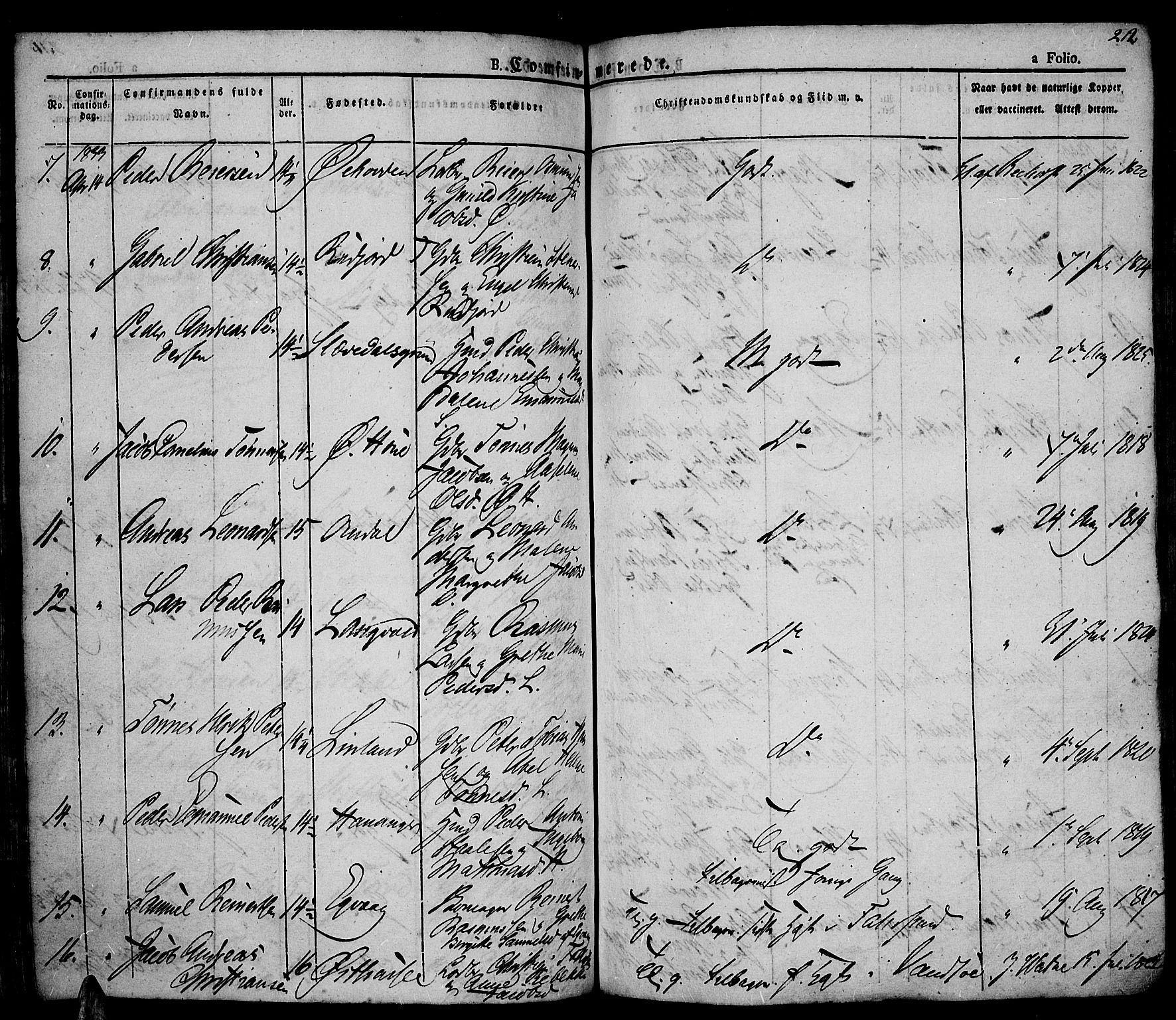 Lista sokneprestkontor, AV/SAK-1111-0027/F/Fa/L0008: Parish register (official) no. A 8, 1823-1835, p. 212