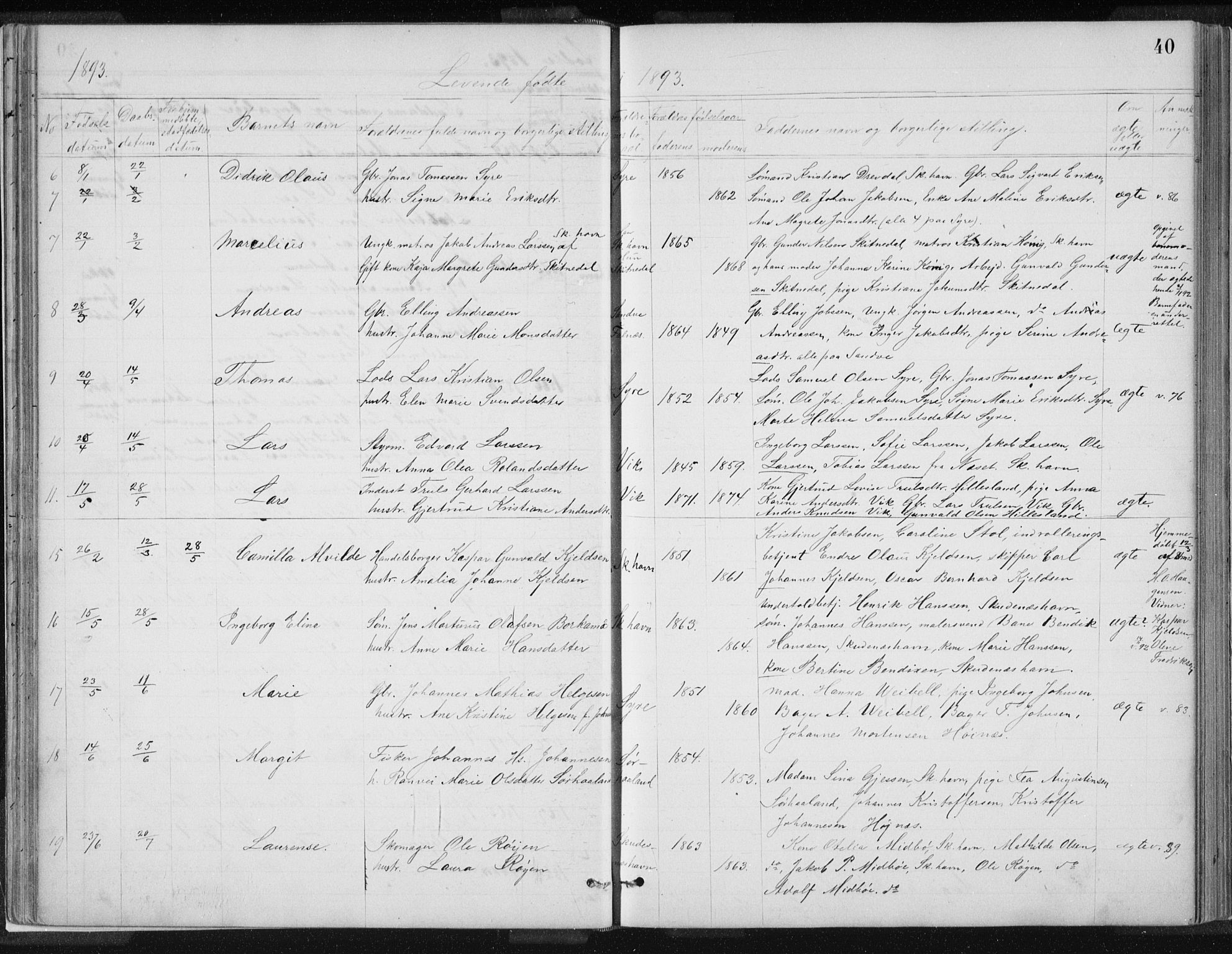 Skudenes sokneprestkontor, AV/SAST-A -101849/H/Ha/Hab/L0007: Parish register (copy) no. B 7, 1885-1899, p. 40