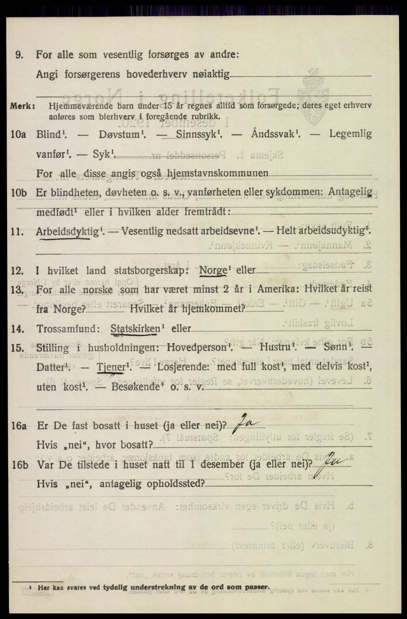 SAH, 1920 census for Tolga, 1920, p. 3624