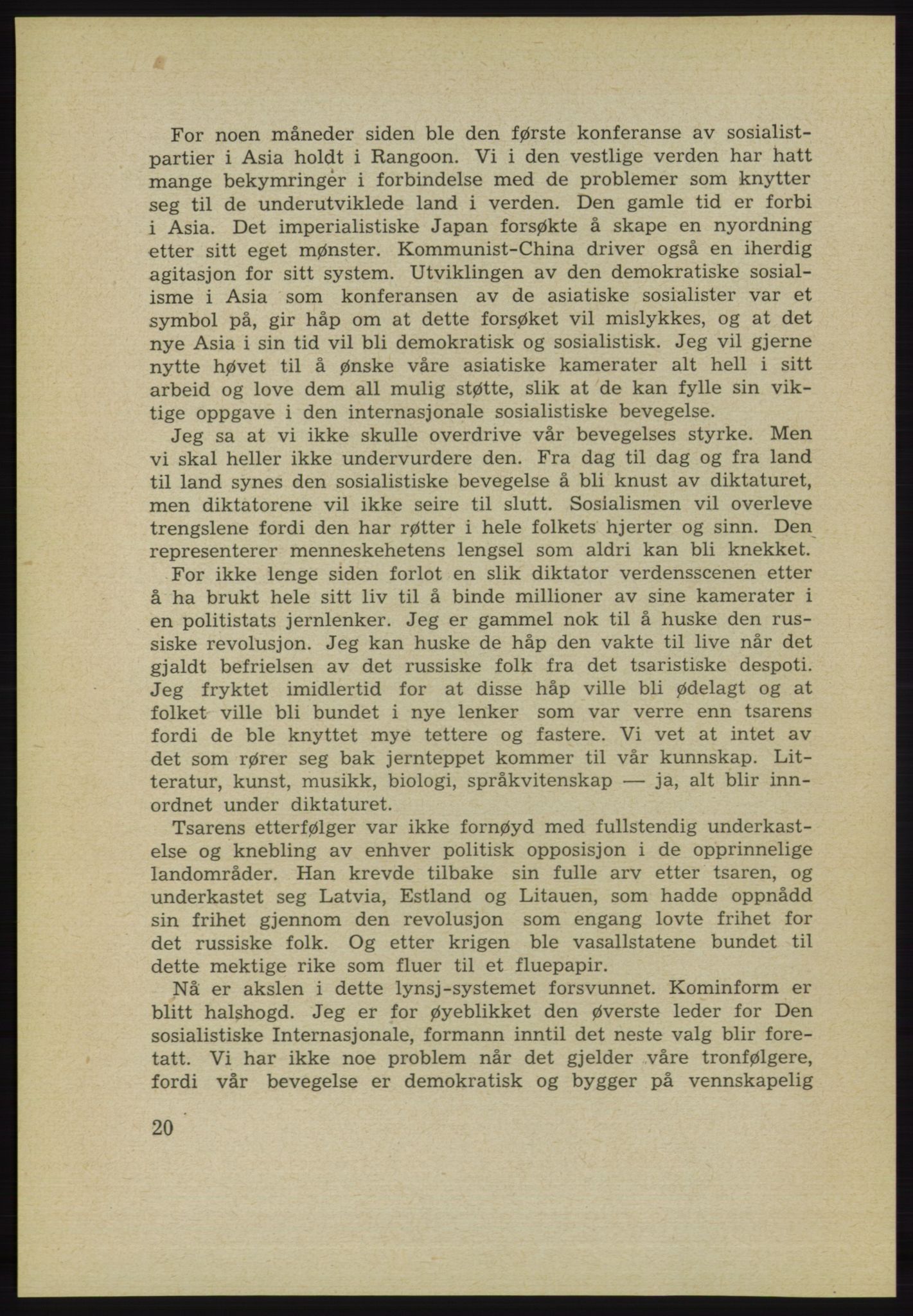 Det norske Arbeiderparti - publikasjoner, AAB/-/-/-: Protokoll over forhandlingene på det 34. ordinære landsmøte 22.-25. mars 1953 i Oslo, 1953, p. 20