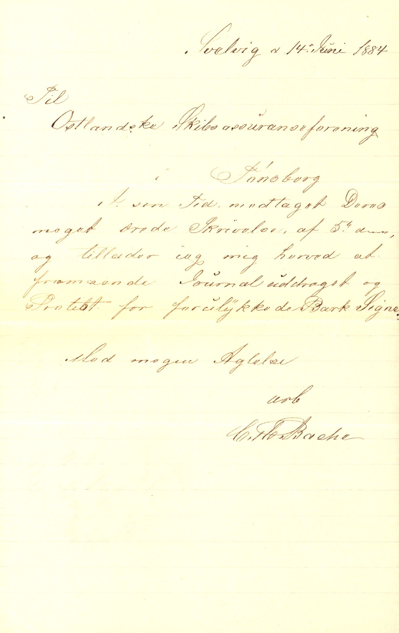 Pa 63 - Østlandske skibsassuranceforening, VEMU/A-1079/G/Ga/L0017/0005: Havaridokumenter / Signe, Hurra, Activ, Sjofna, Senior, Scandia, 1884, p. 35