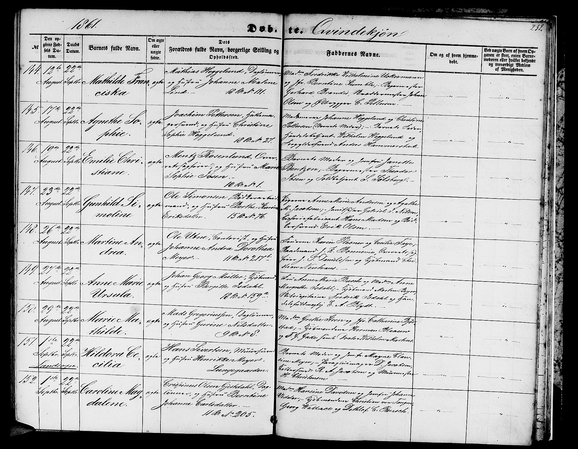 Domkirken sokneprestembete, SAB/A-74801/H/Hab/L0011: Parish register (copy) no. B 4, 1856-1862, p. 231