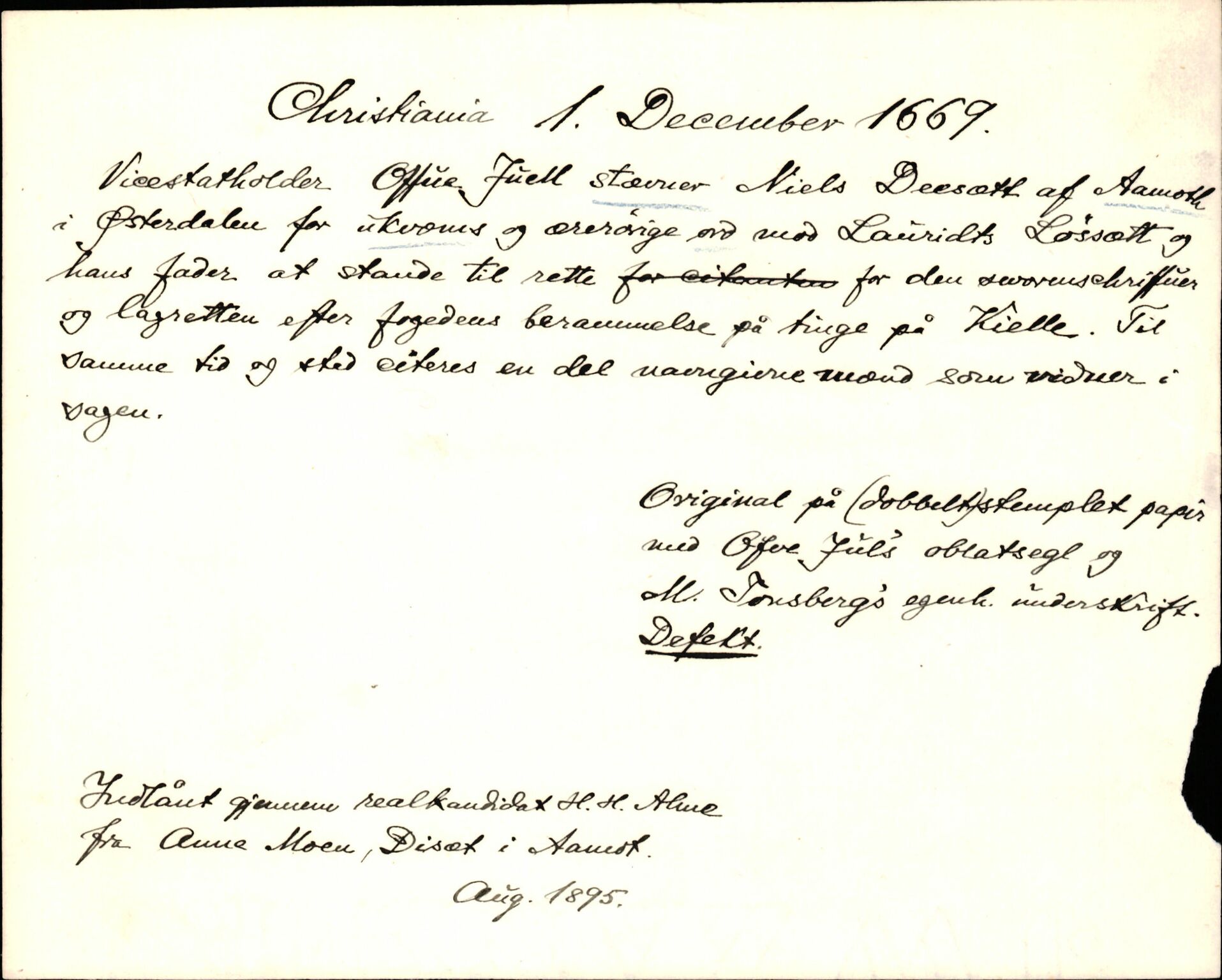 Riksarkivets diplomsamling, AV/RA-EA-5965/F35/F35d/L0005: Innlånte diplomer, seddelregister, 1661-1690, p. 209