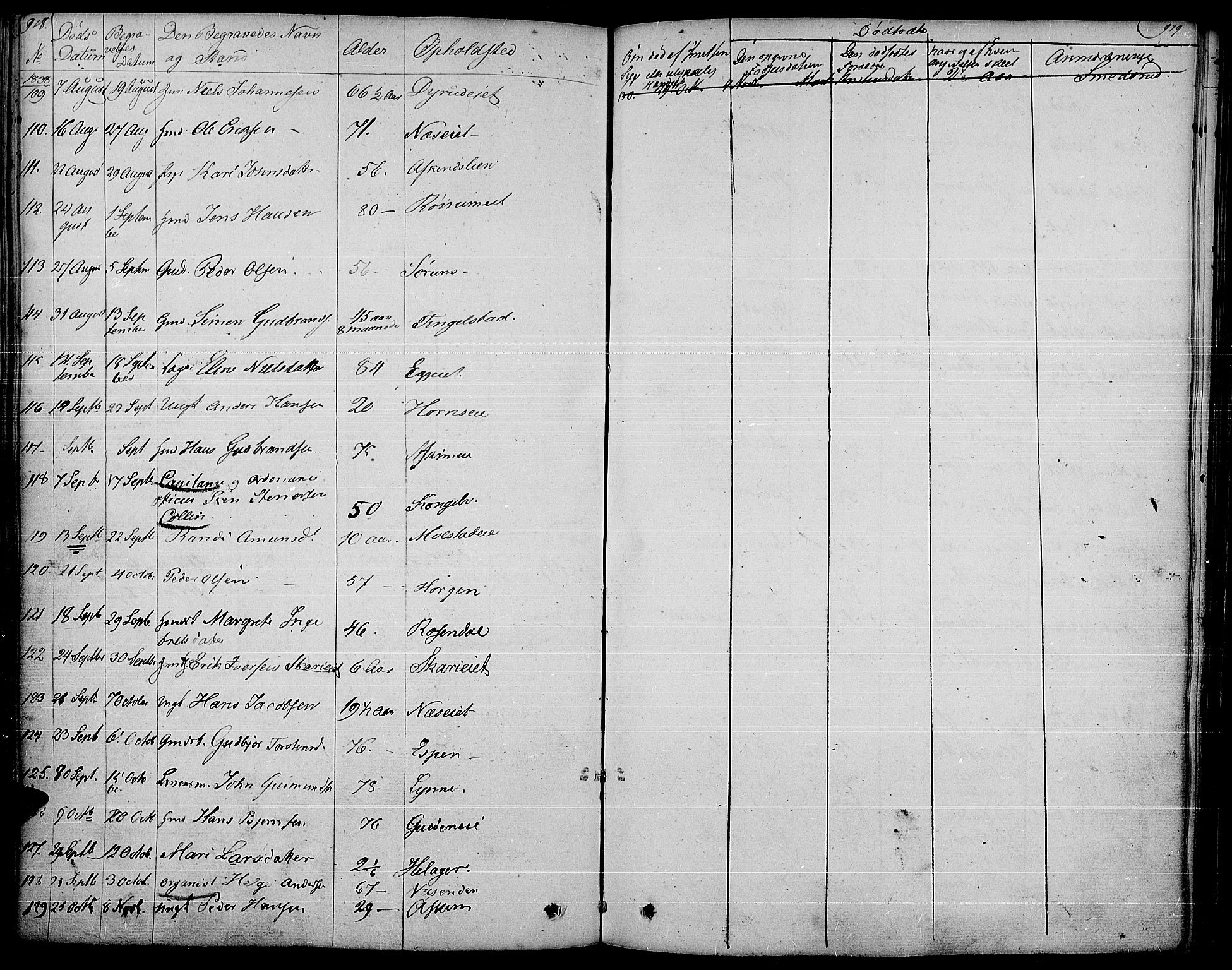 Gran prestekontor, AV/SAH-PREST-112/H/Ha/Haa/L0010: Parish register (official) no. 10, 1824-1842, p. 918-919