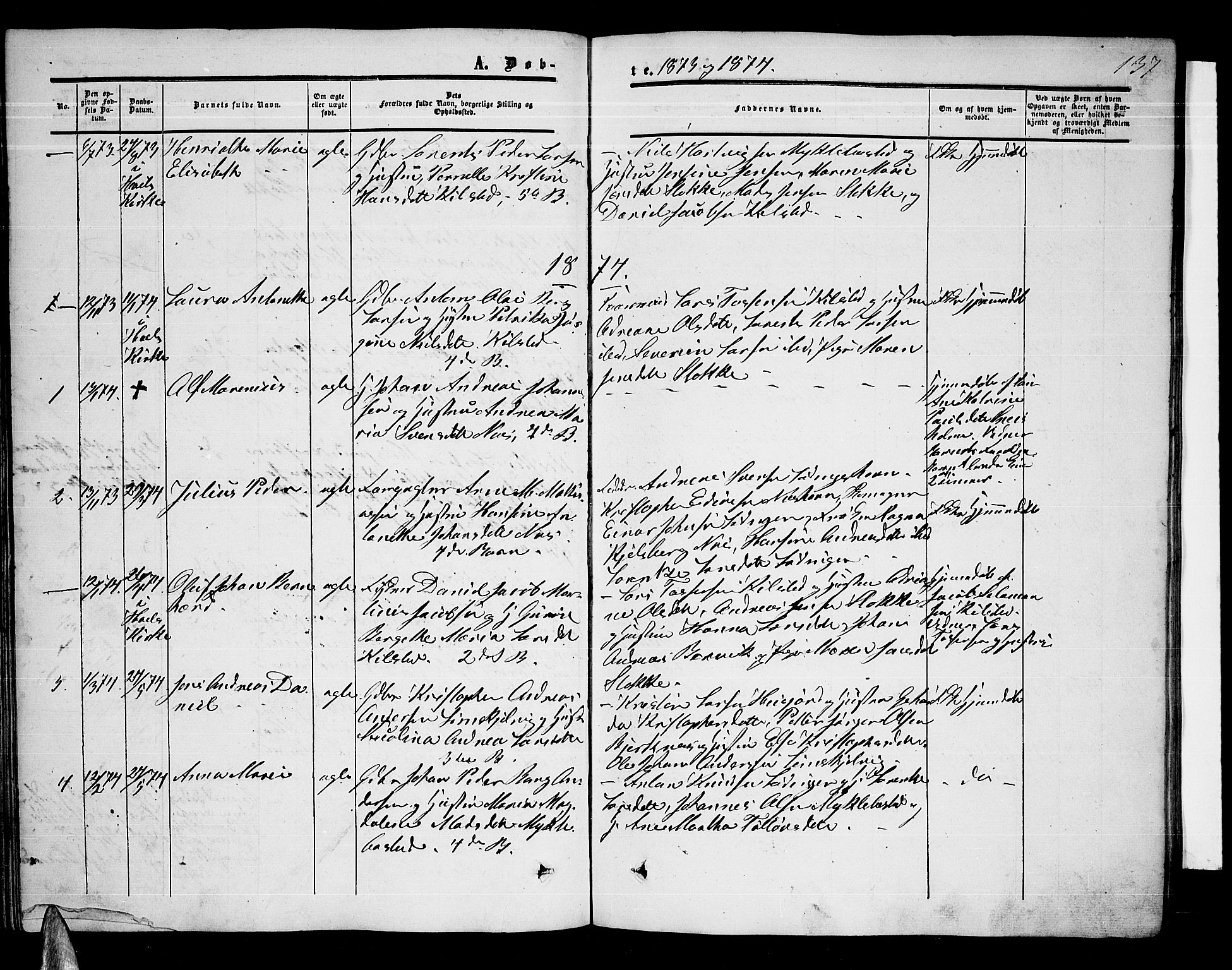 Ministerialprotokoller, klokkerbøker og fødselsregistre - Nordland, AV/SAT-A-1459/872/L1046: Parish register (copy) no. 872C02, 1852-1879, p. 137