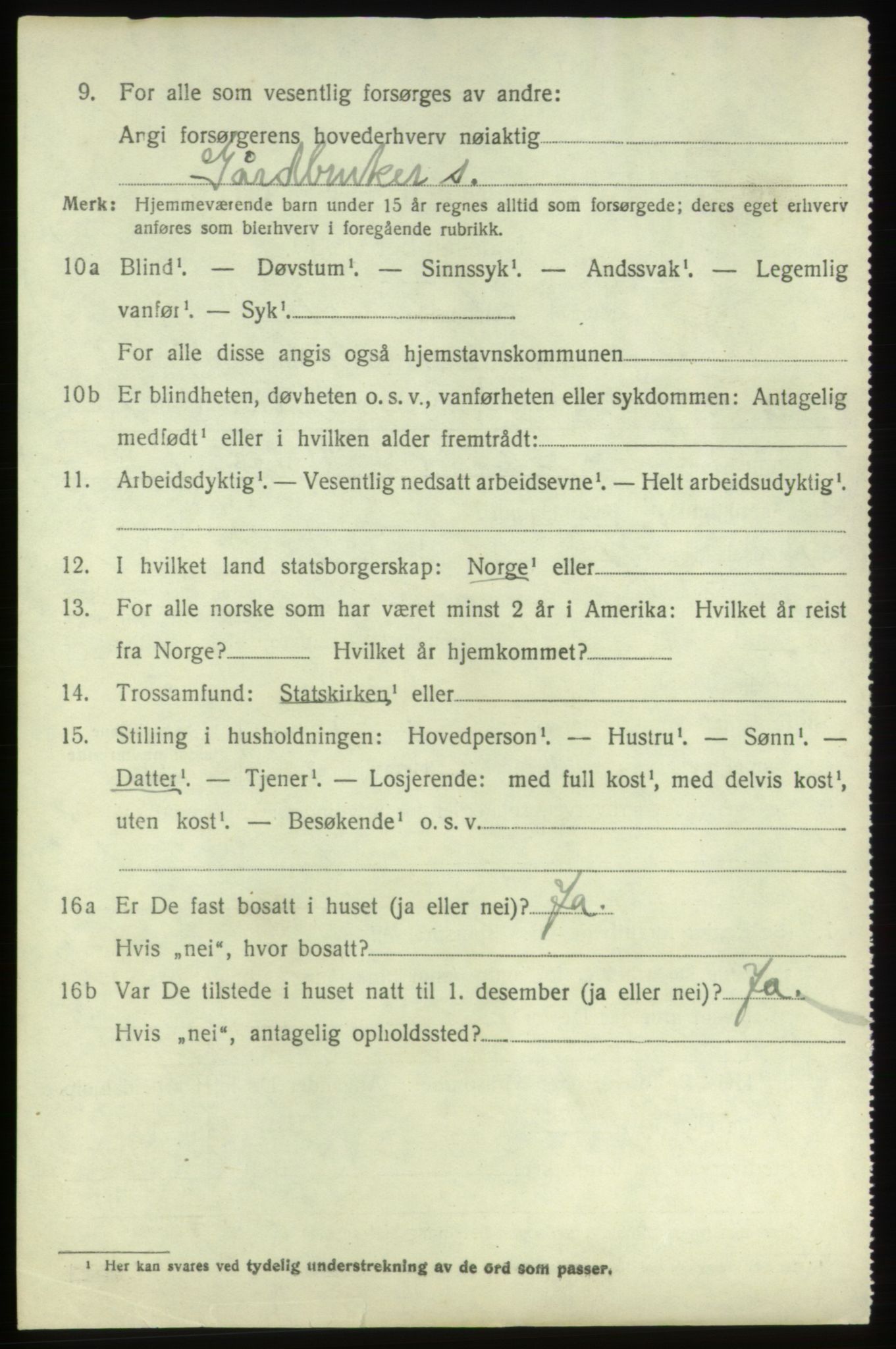 SAB, 1920 census for Bremnes, 1920, p. 6601