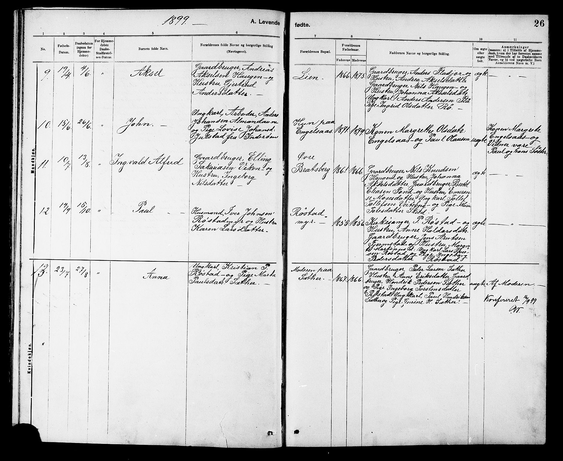 Ministerialprotokoller, klokkerbøker og fødselsregistre - Sør-Trøndelag, SAT/A-1456/608/L0341: Parish register (copy) no. 608C07, 1890-1912, p. 26