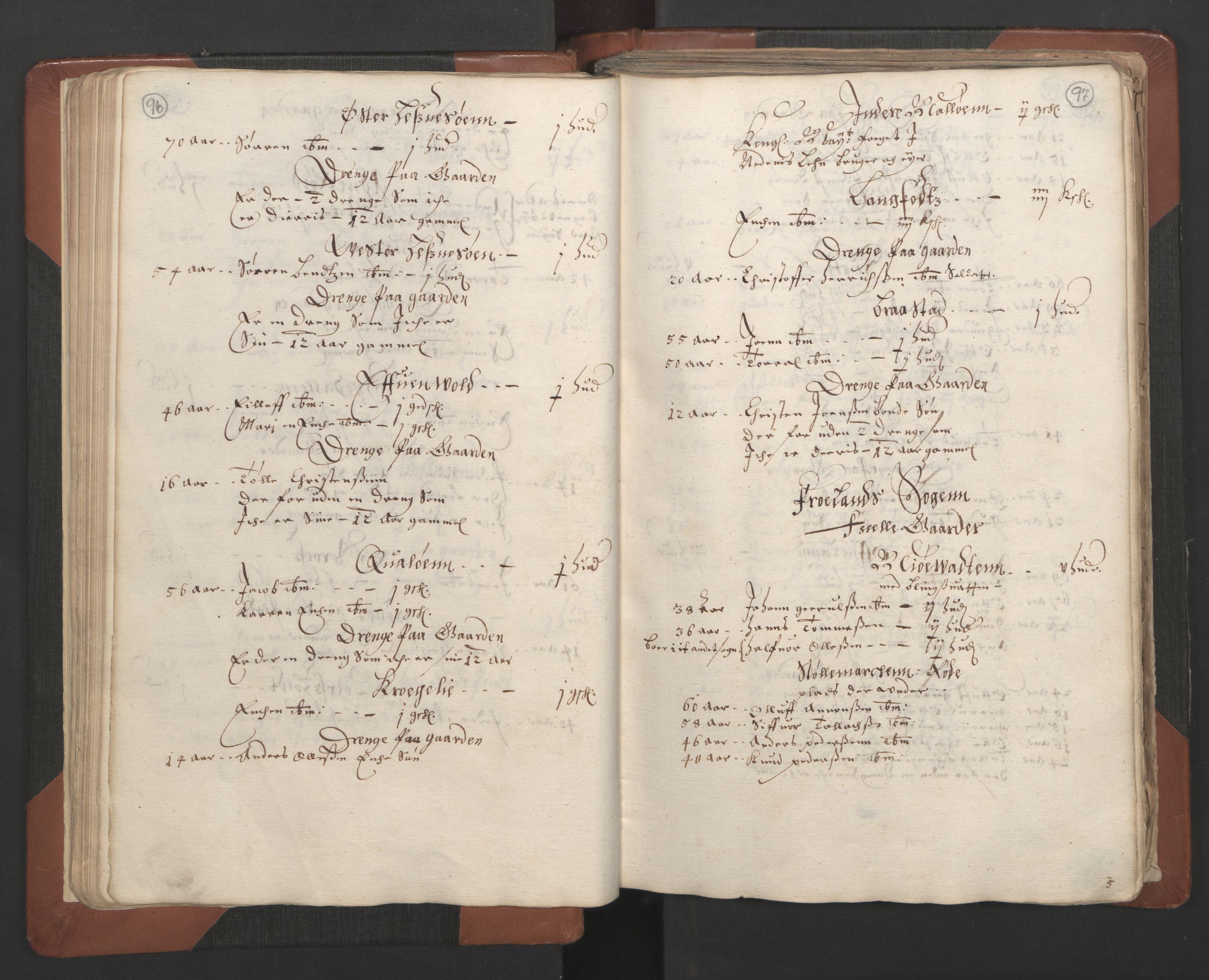 RA, Bailiff's Census 1664-1666, no. 7: Nedenes fogderi, 1664-1666, p. 96-97
