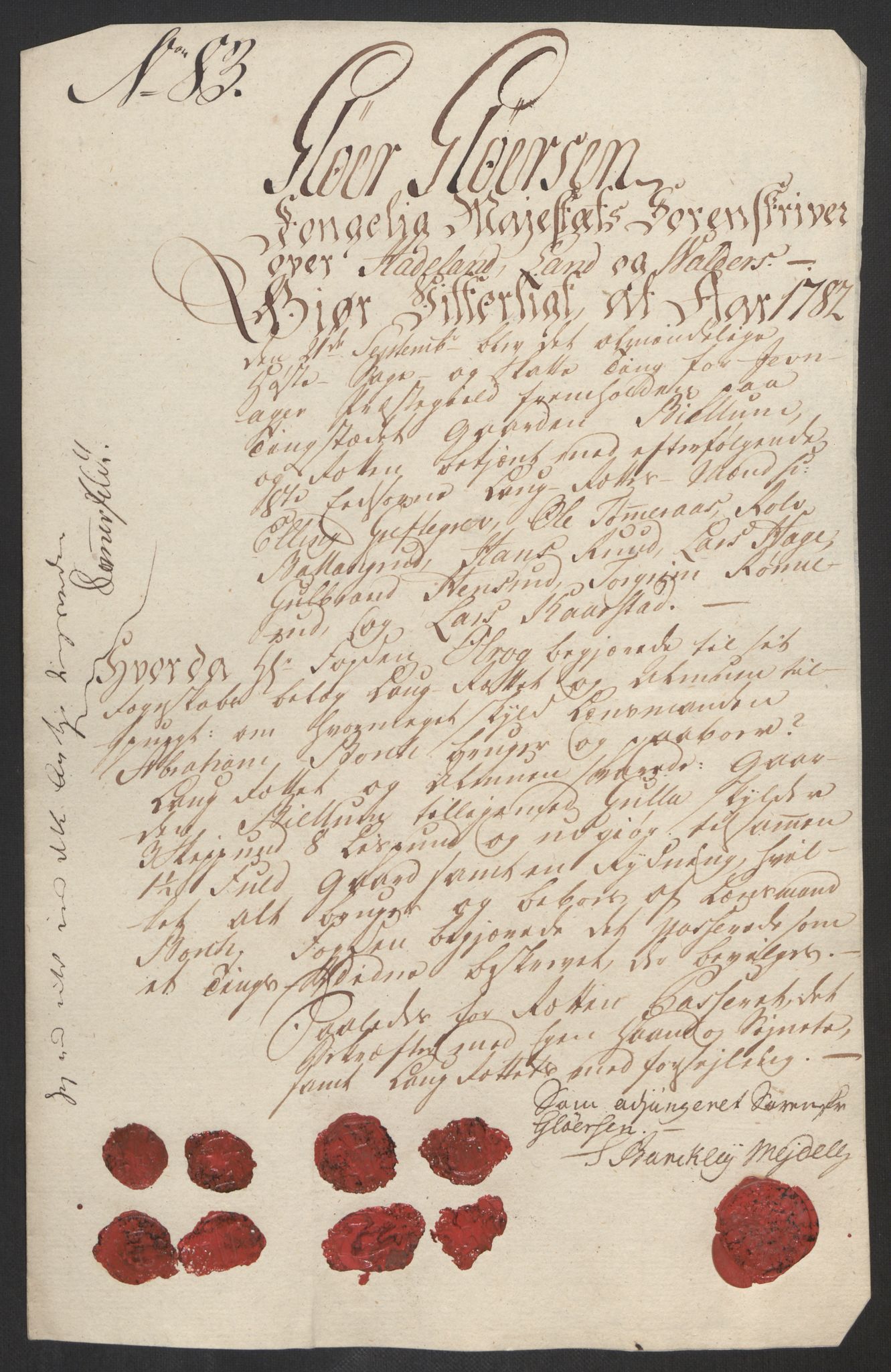 Rentekammeret inntil 1814, Reviderte regnskaper, Fogderegnskap, RA/EA-4092/R19/L1369: Fogderegnskap Toten, Hadeland og Vardal, 1782, p. 275