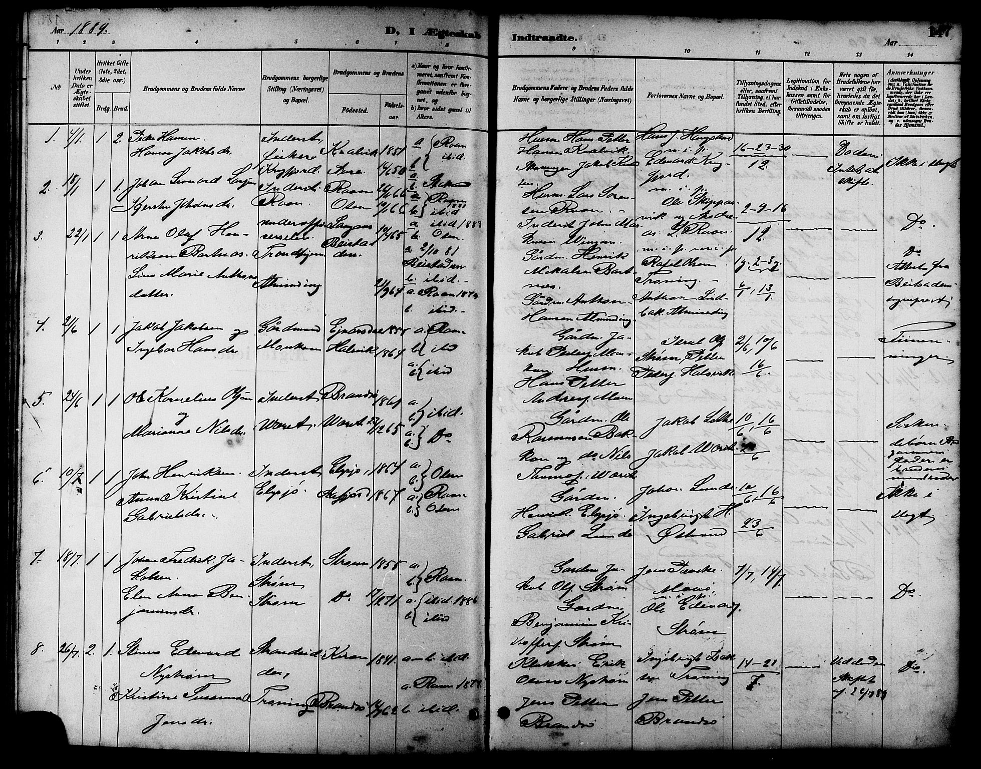 Ministerialprotokoller, klokkerbøker og fødselsregistre - Sør-Trøndelag, SAT/A-1456/657/L0716: Parish register (copy) no. 657C03, 1889-1904, p. 147