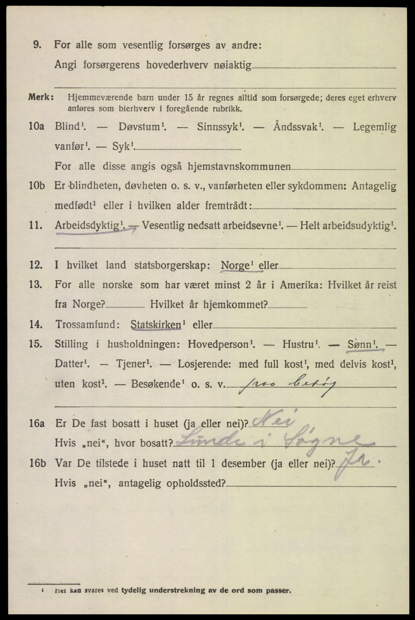 SAK, 1920 census for Søgne, 1920, p. 6748