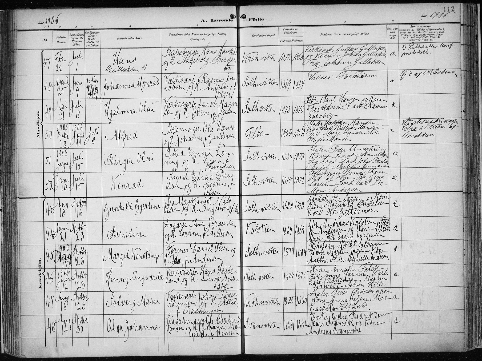 Årstad Sokneprestembete, AV/SAB-A-79301/H/Haa/L0002: Parish register (official) no. A 2, 1899-1914, p. 112