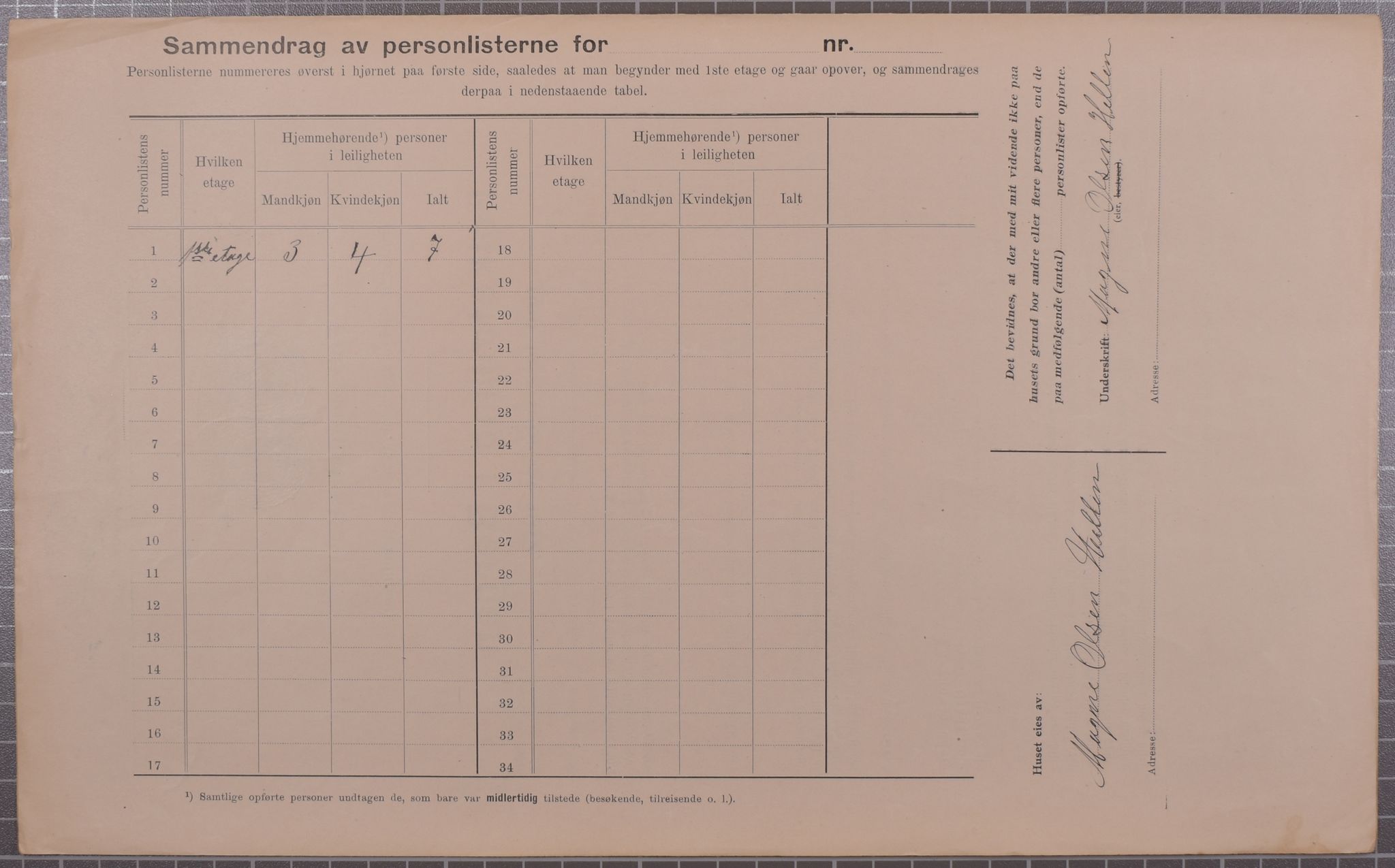 SAB, Municipal Census 1912 for Bergen, 1912, p. 2191