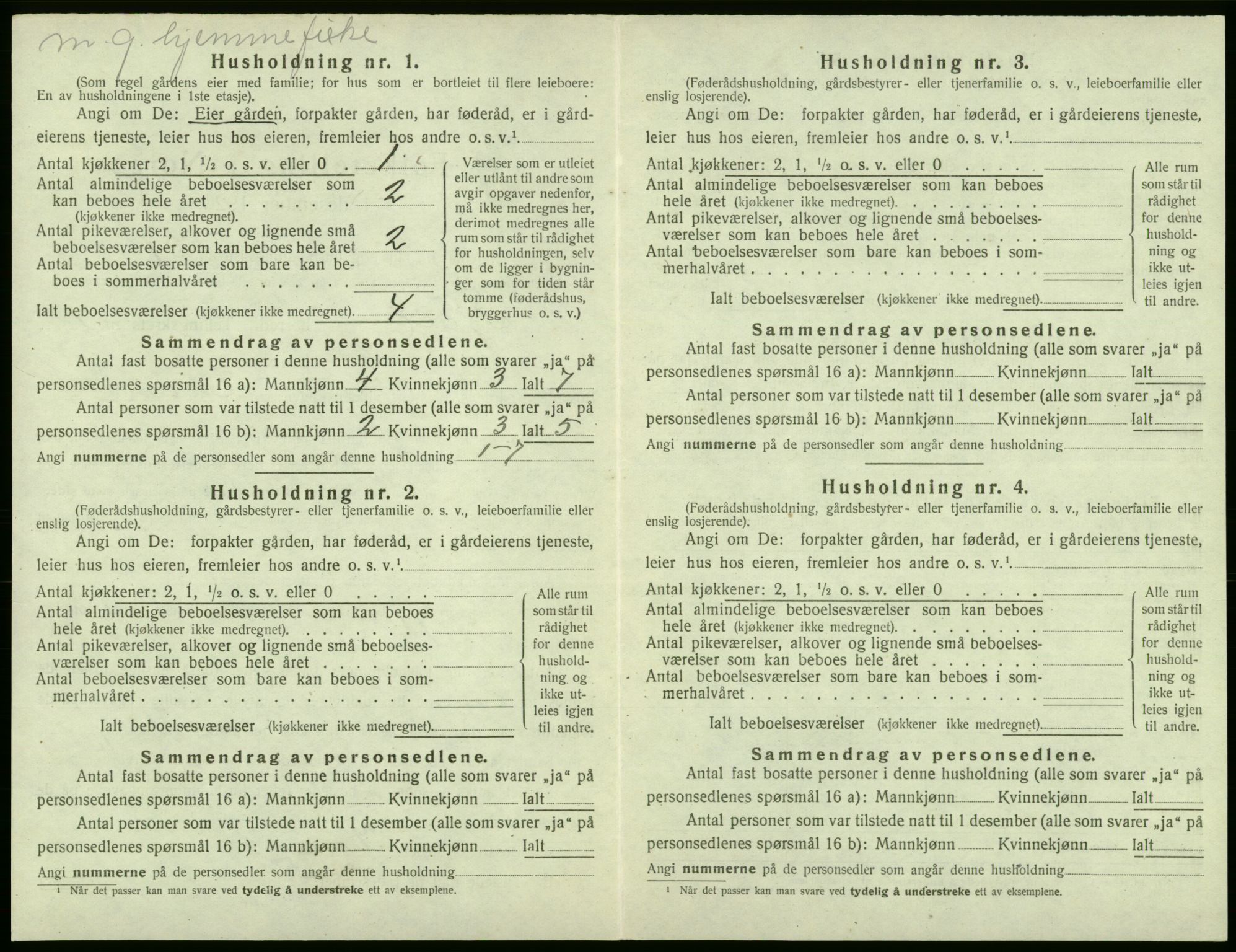 SAB, 1920 census for Fjell, 1920, p. 156