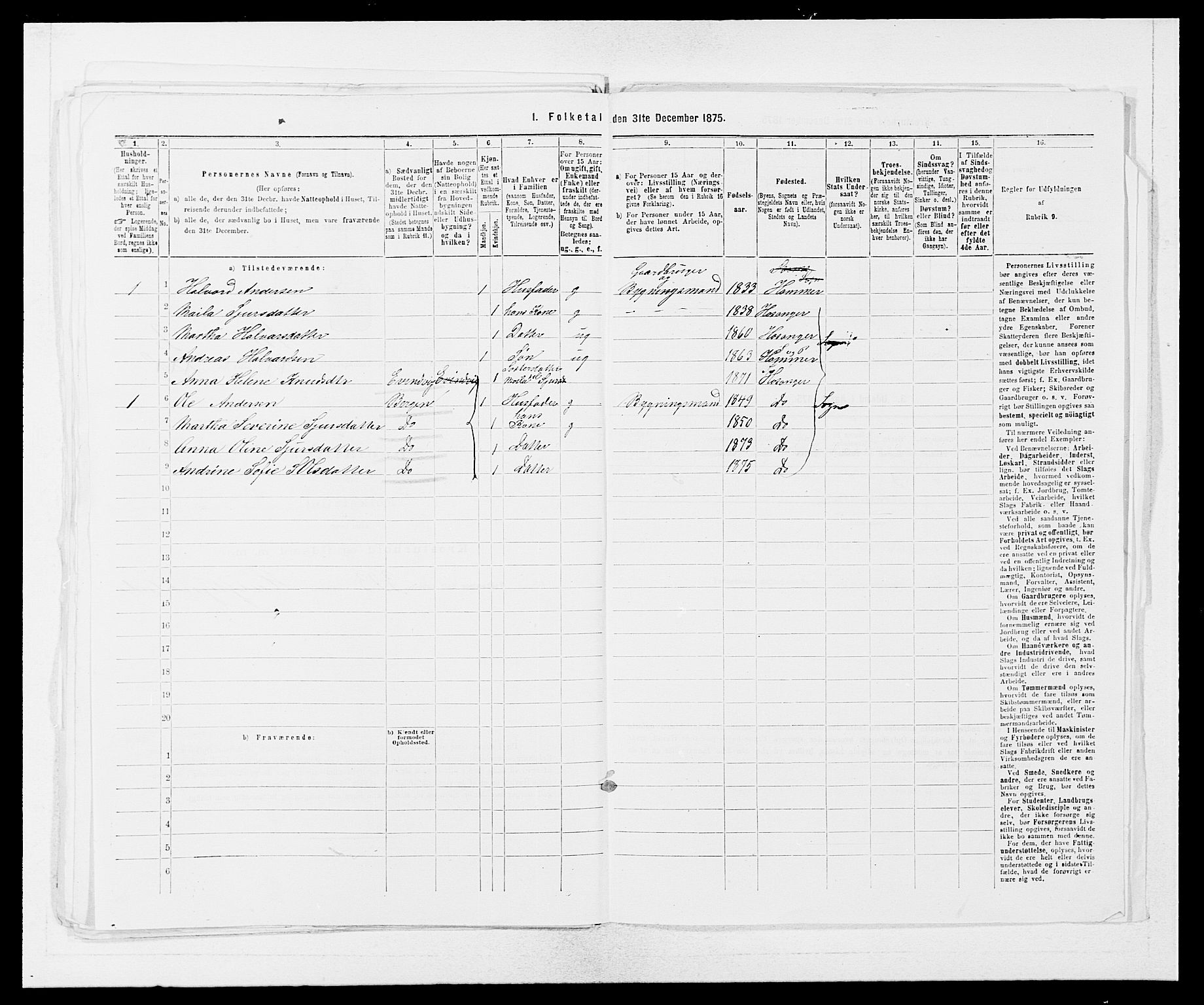 SAB, 1875 census for 1253P Hosanger, 1875, p. 902