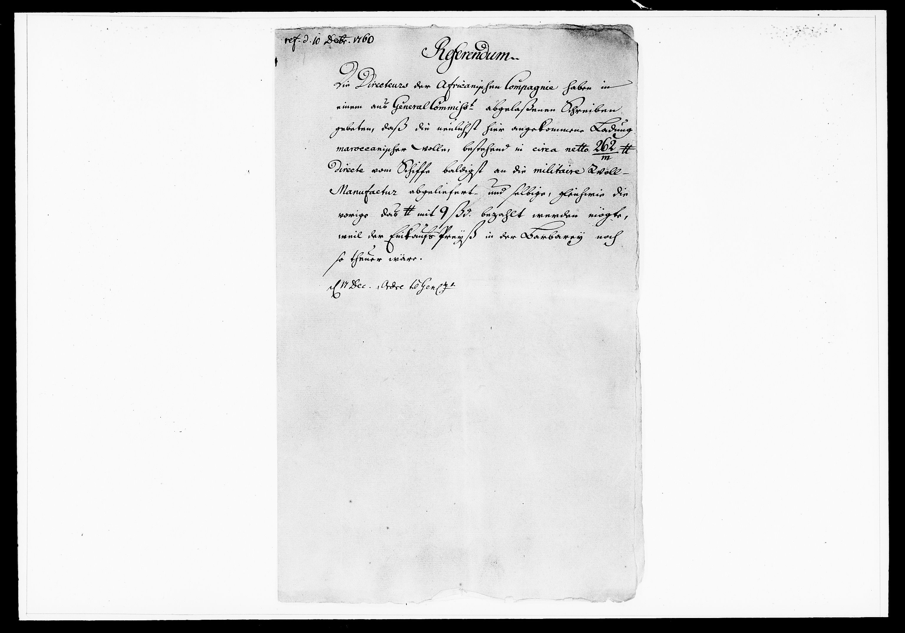 Krigskollegiet, Krigskancelliet, DRA/A-0006/-/1334-1359: Refererede sager, 1760, p. 1161