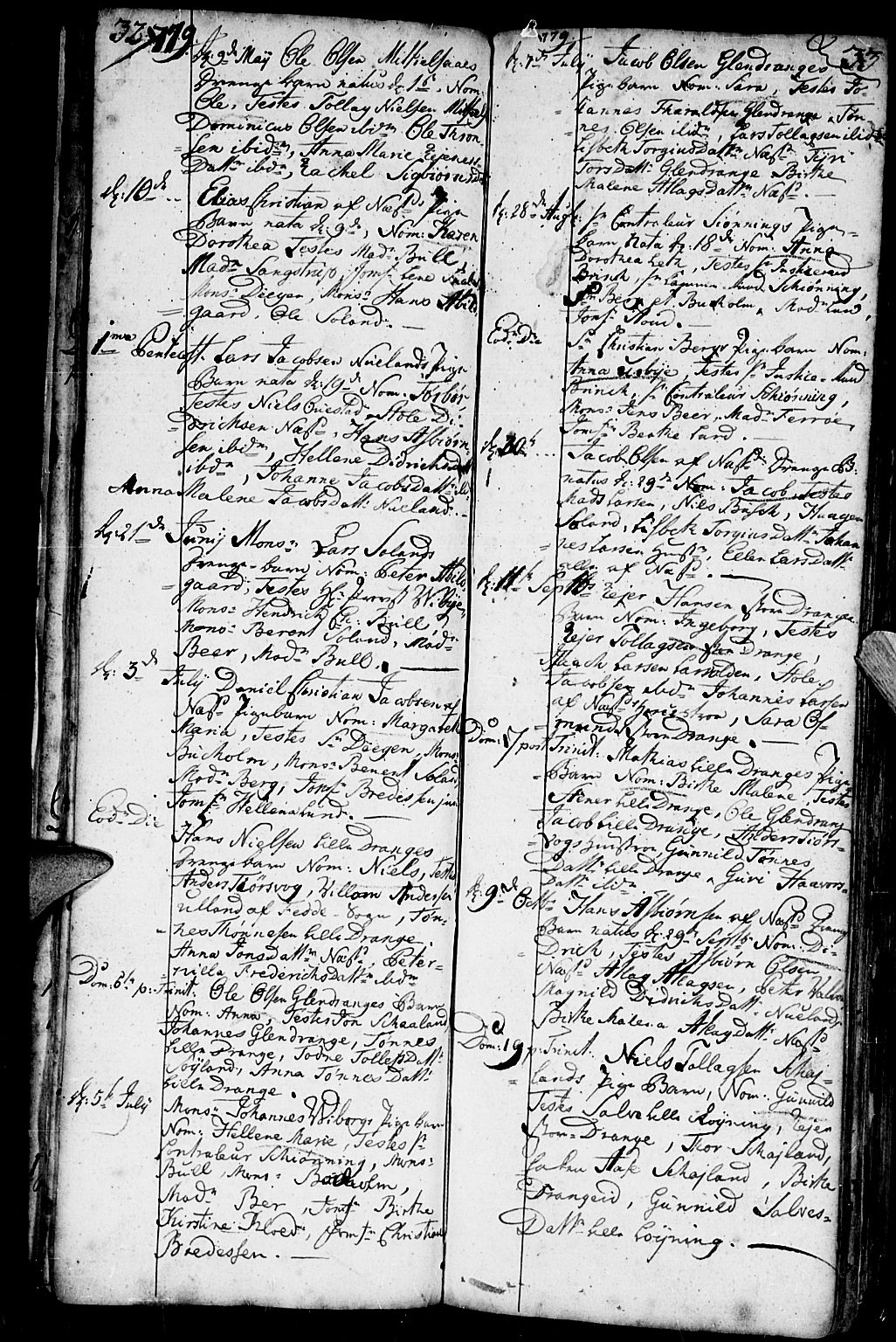 Flekkefjord sokneprestkontor, SAK/1111-0012/F/Fb/Fbc/L0001: Parish register (copy) no. B 1, 1773-1801, p. 32-33