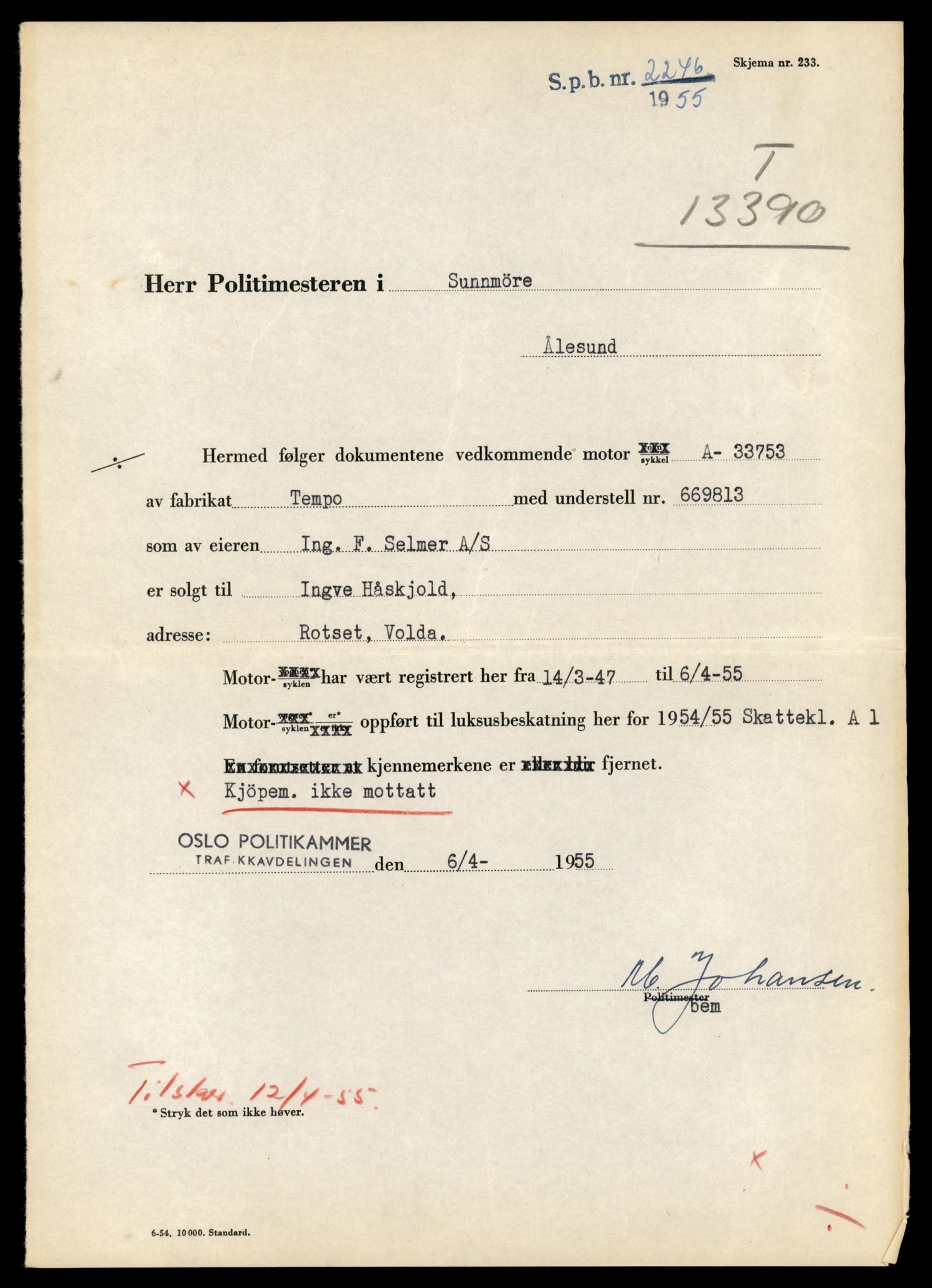 Møre og Romsdal vegkontor - Ålesund trafikkstasjon, AV/SAT-A-4099/F/Fe/L0039: Registreringskort for kjøretøy T 13361 - T 13530, 1927-1998, p. 493