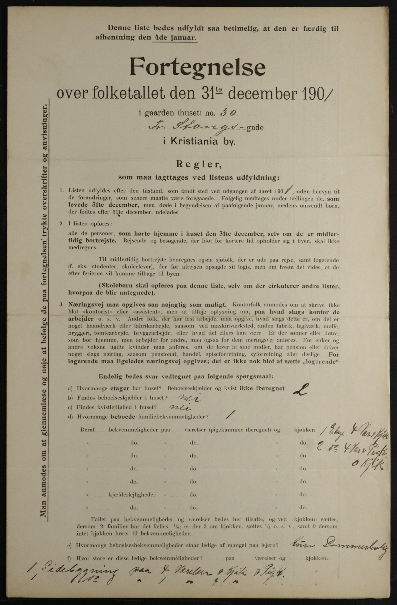 OBA, Municipal Census 1901 for Kristiania, 1901, p. 4307